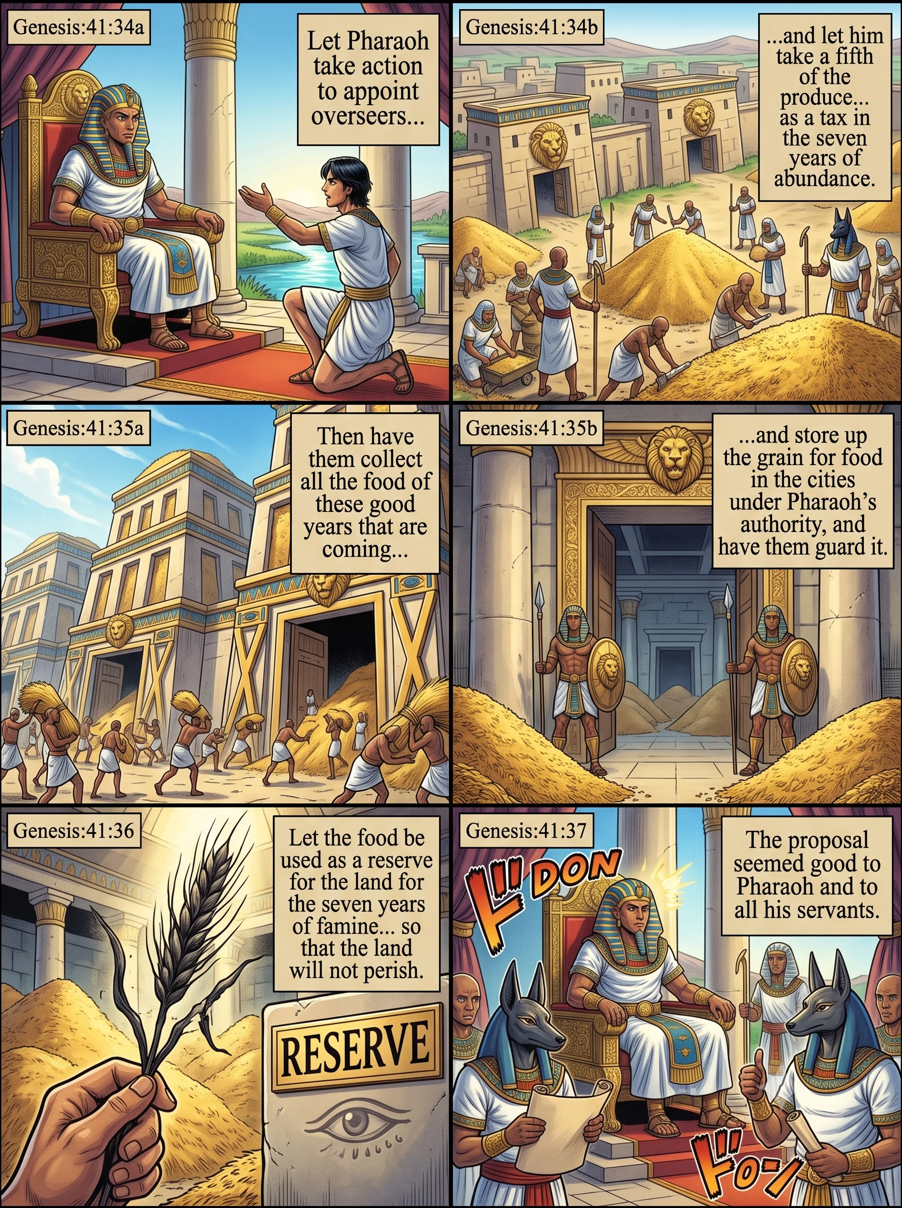 Genesis 41 illustration: Joseph's Plan to Prepare for Famine
