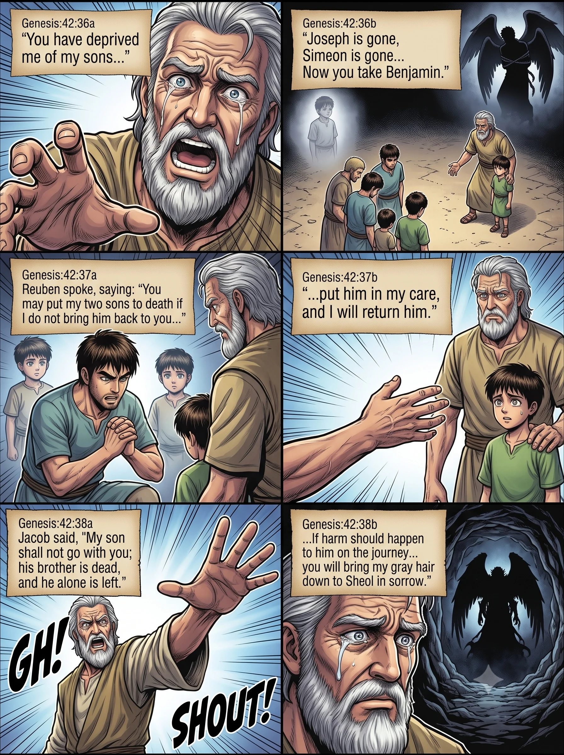 Genesis 42 illustration: Jacob's Grief Over His Sons