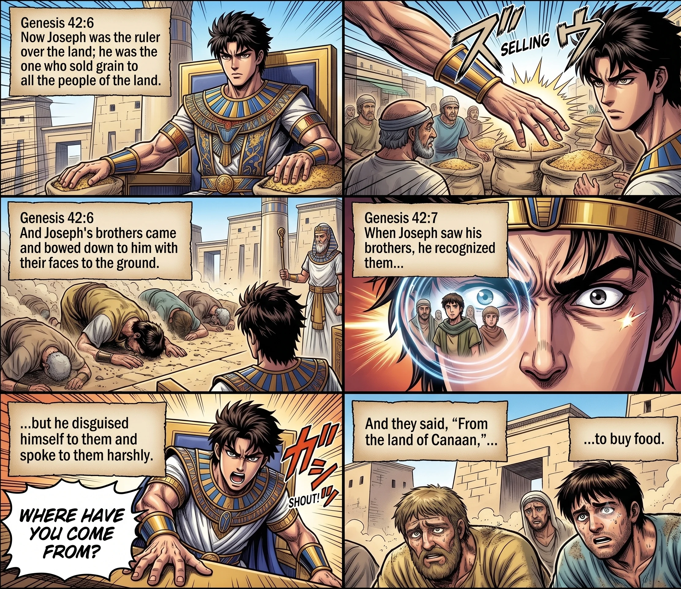 Genesis 42 illustration: Joseph's Brothers Bow Before Him