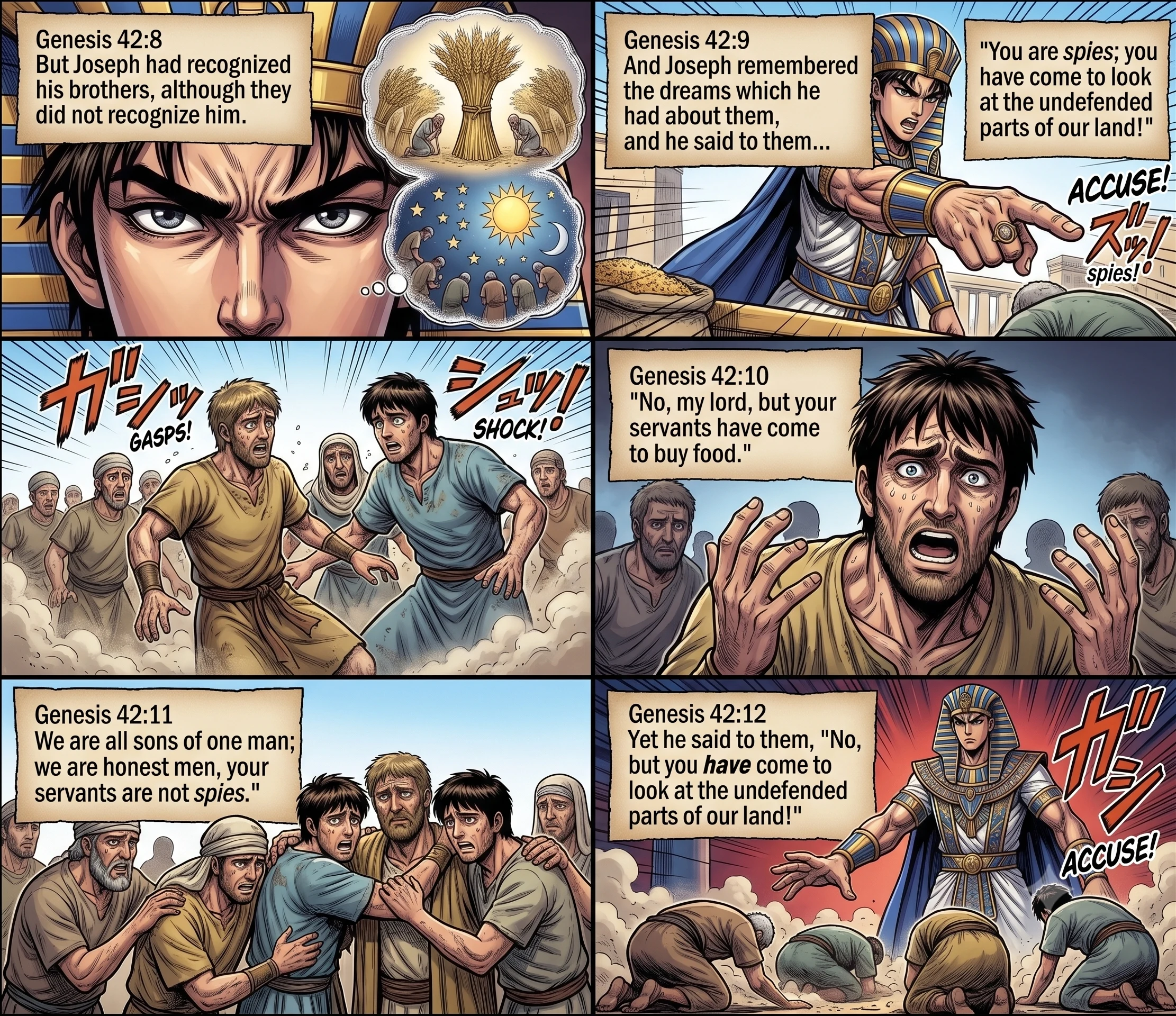Genesis 42 illustration: Joseph Accuses His Brothers of Spying