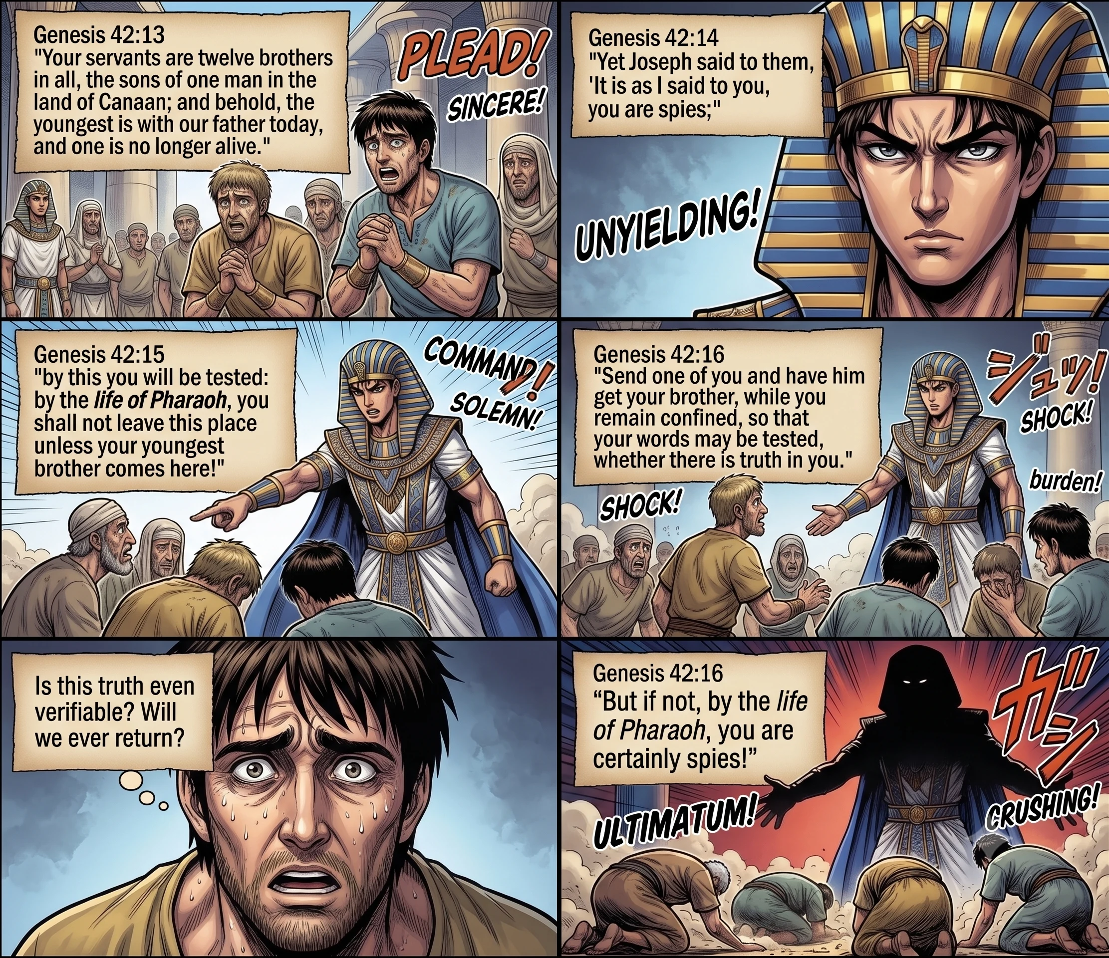 Genesis 42 illustration: The Brothers Plead Their Innocence