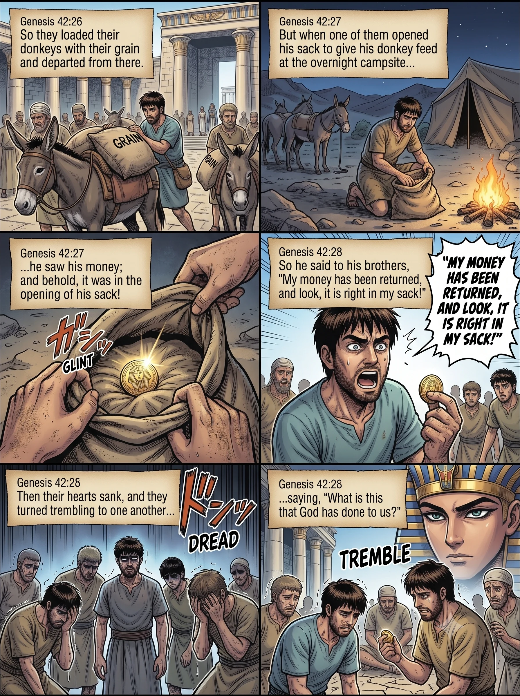 Genesis 42 illustration: The Money Found in the Sack
