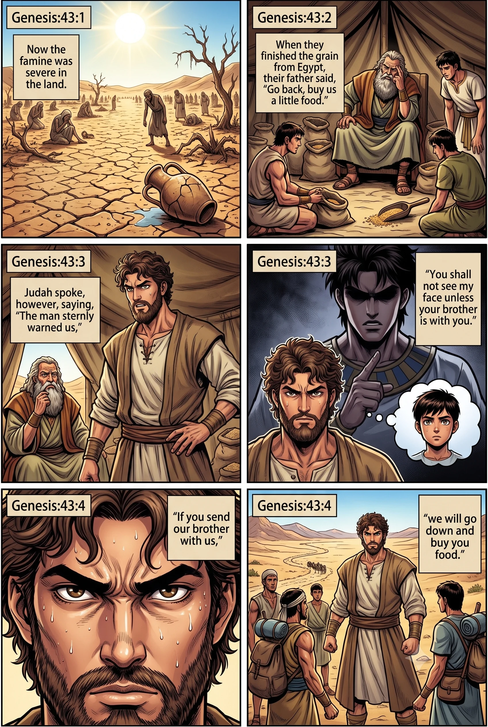 Genesis 43 illustration: The Brothers Must Return