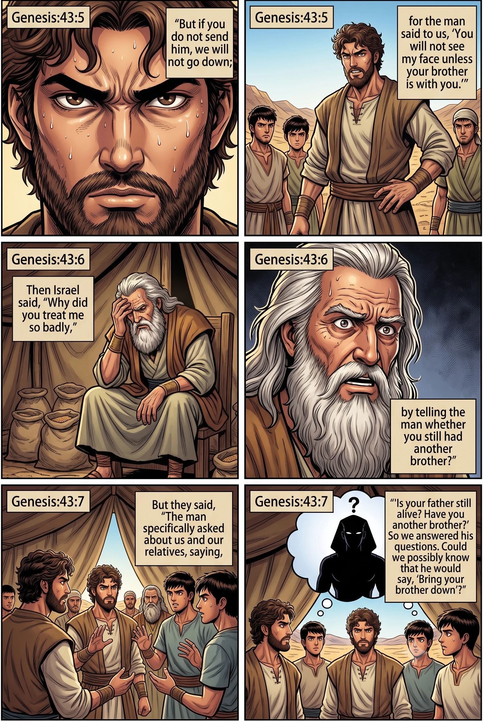 Genesis 43 illustration: Israel Questions His Sons