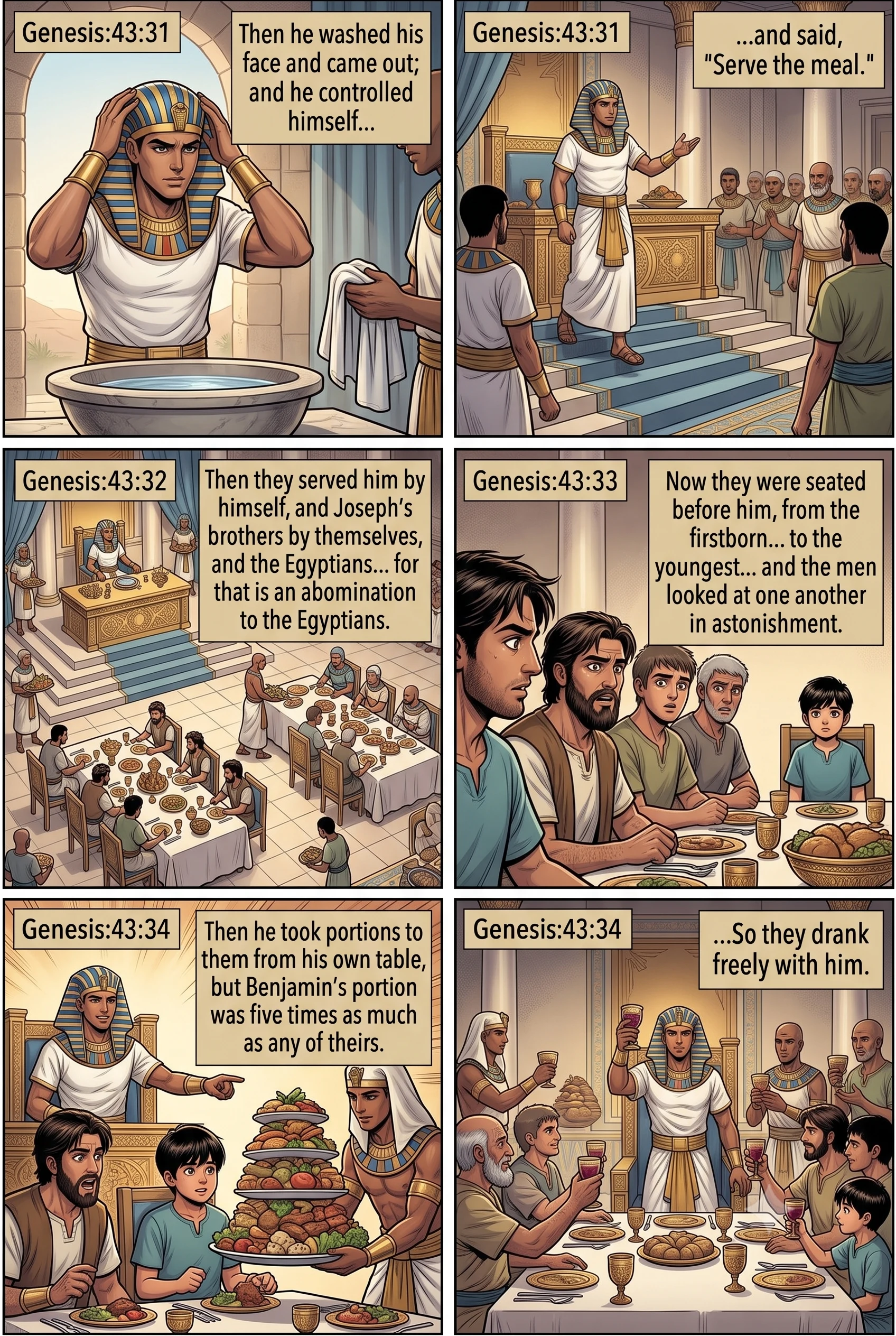 Genesis 43 illustration: The Feast at Joseph's Table