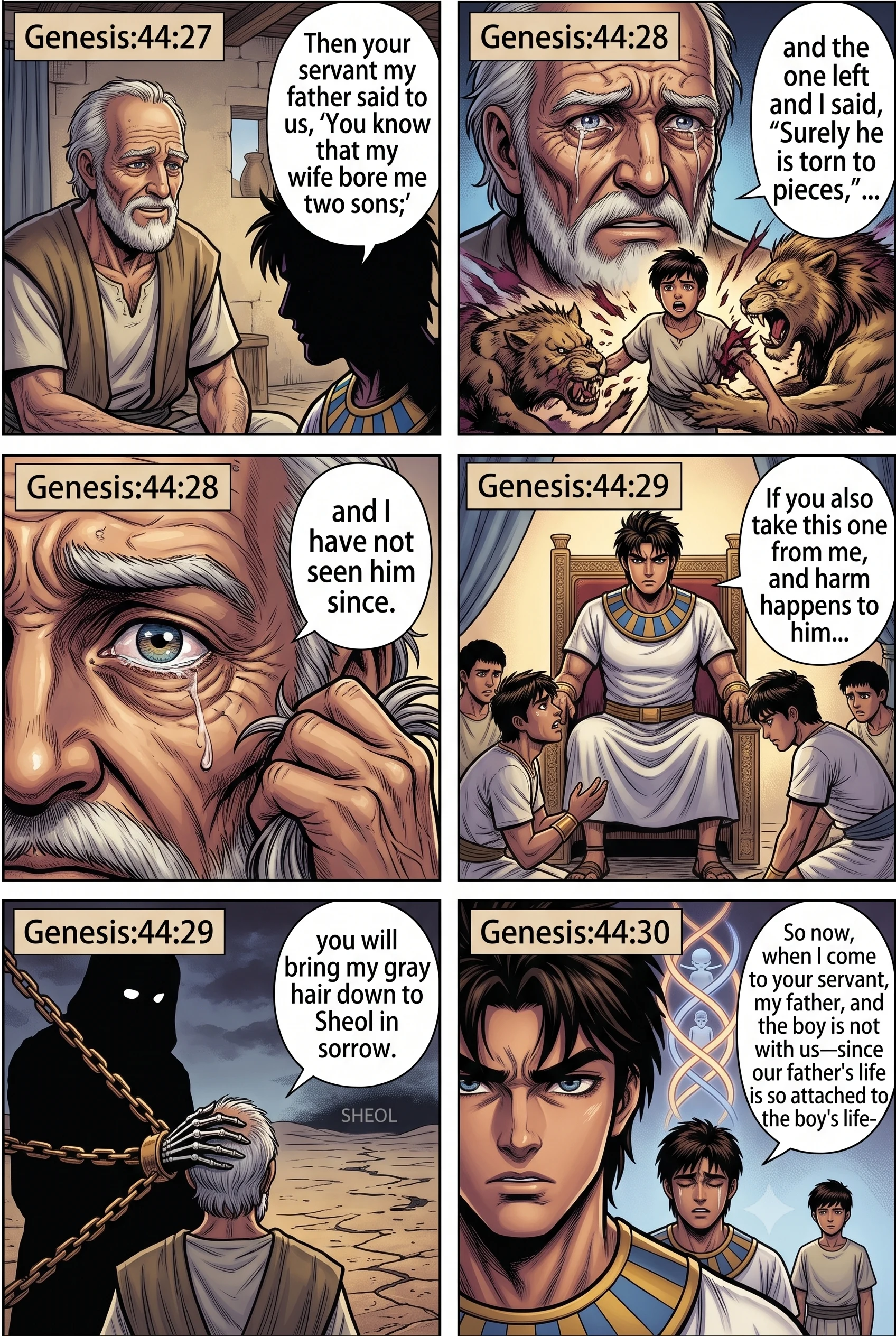 Genesis 44 illustration: Judah Remembers His Father's Sorrow