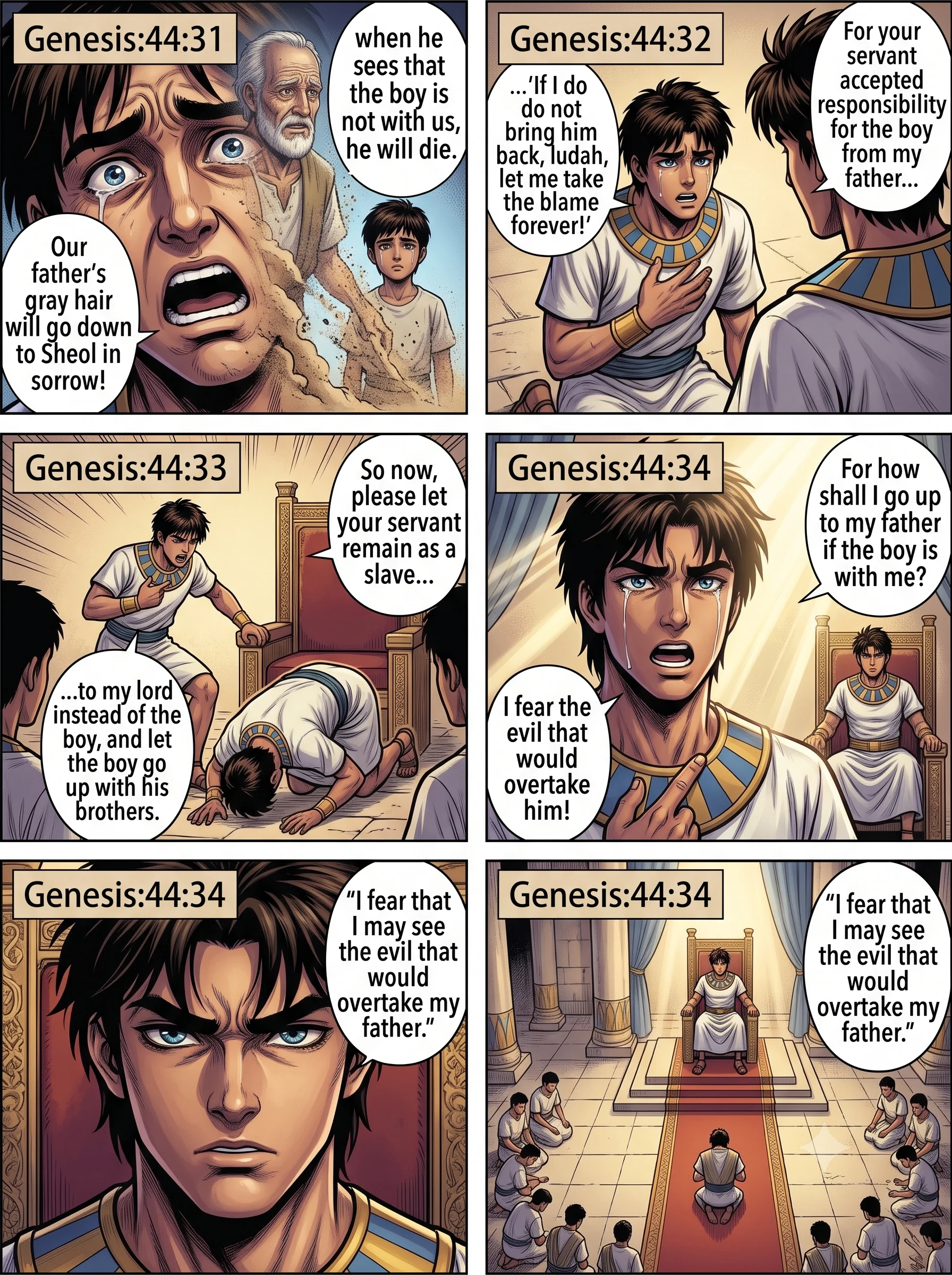 Genesis 44 illustration: Judah Offers Himself in Benjamin's Place