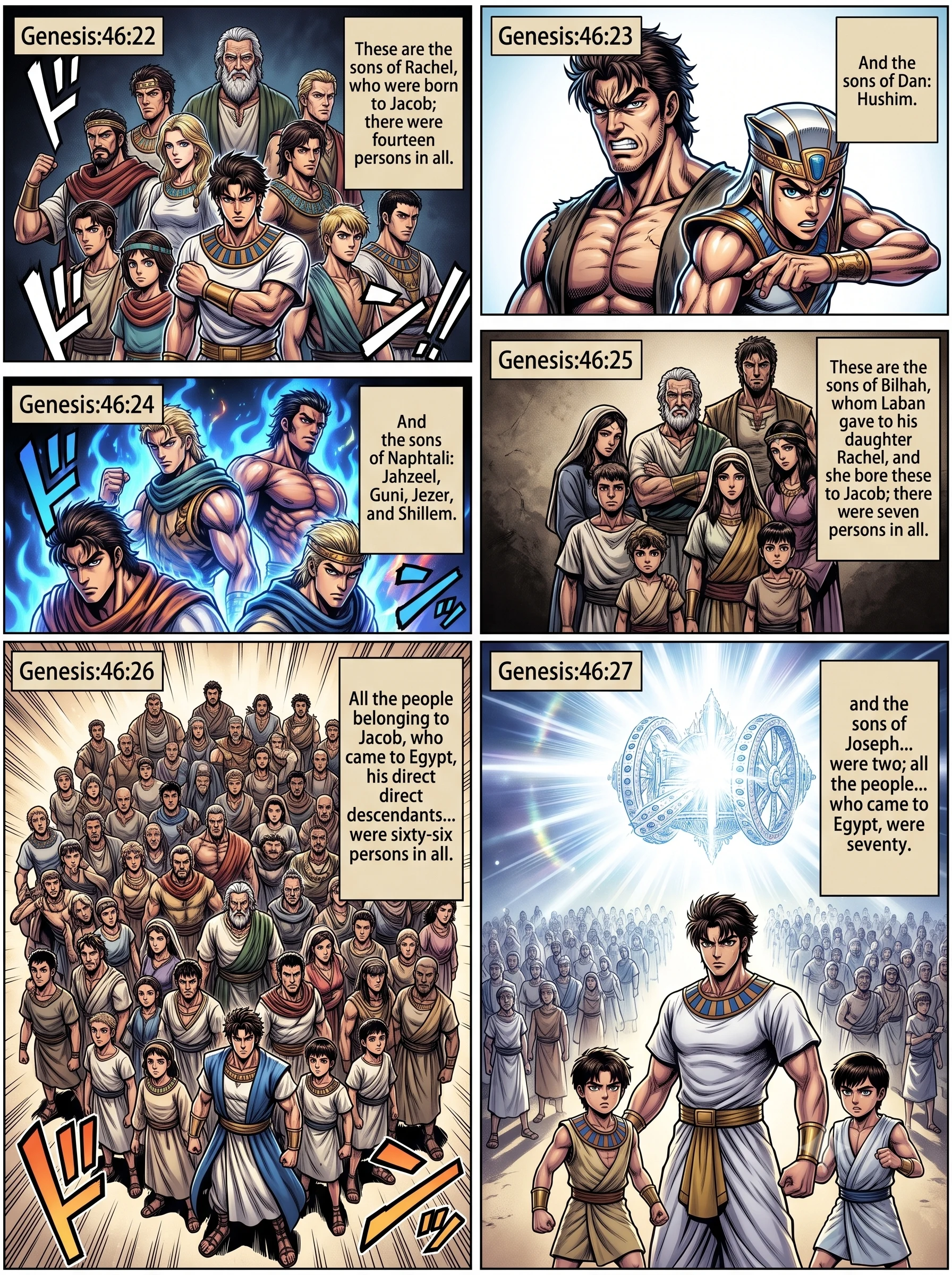 Genesis 46 illustration: The Sons of Dan, Naphtali, and Bilhah