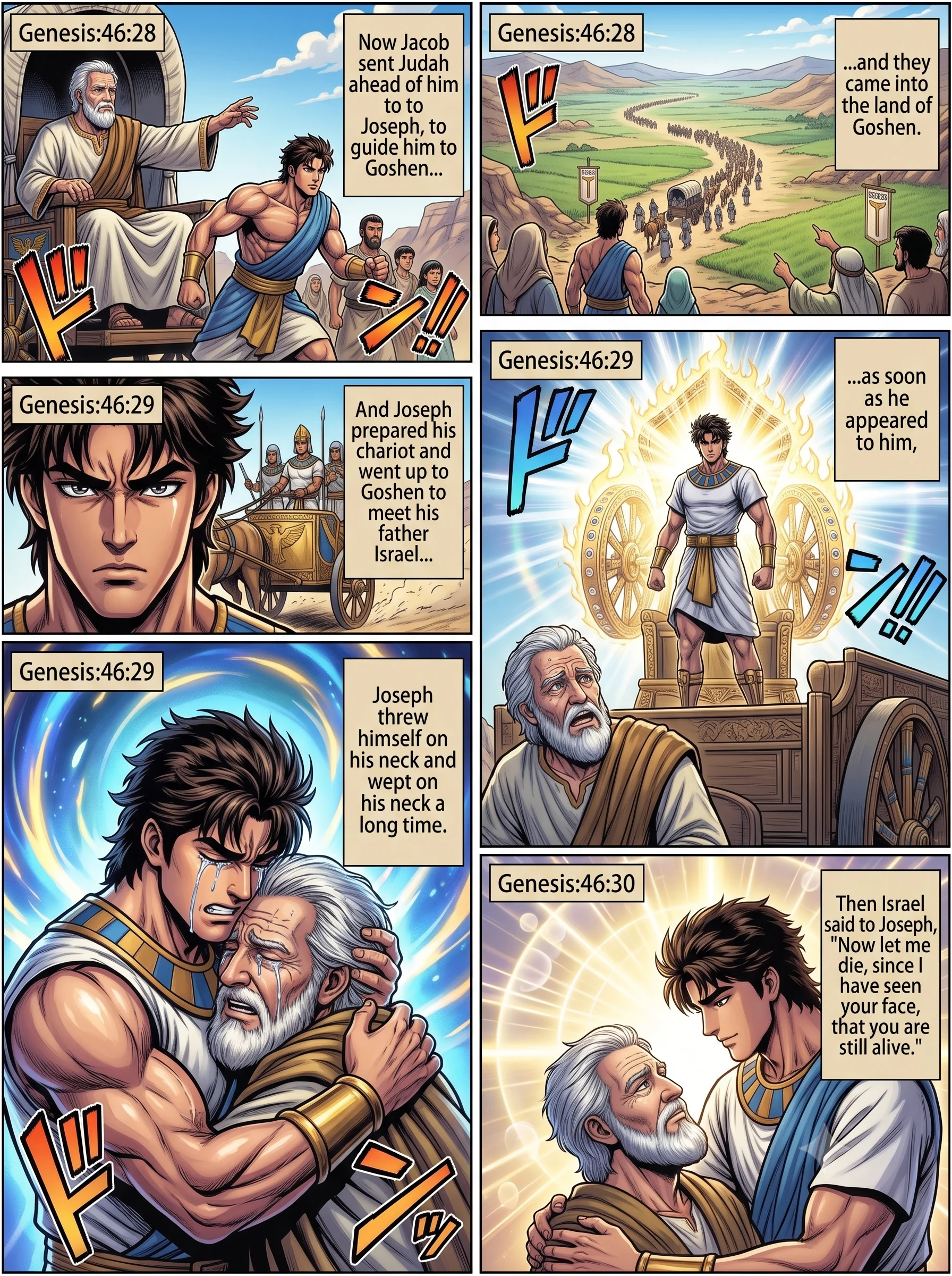 Genesis 46 illustration: Joseph Reunites With His Father