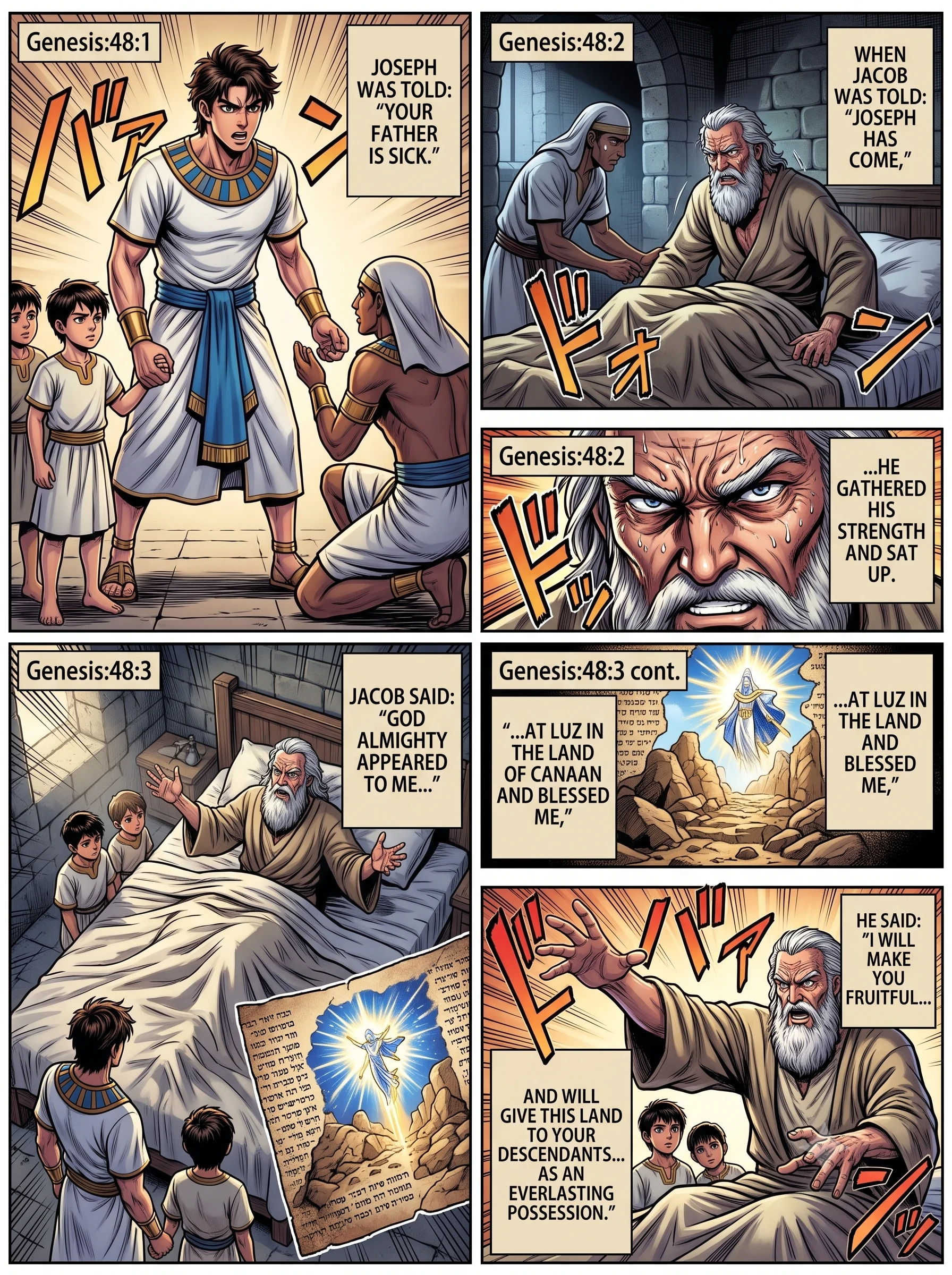 Genesis 48 illustration: Jacob Recalls God's Promise at Luz