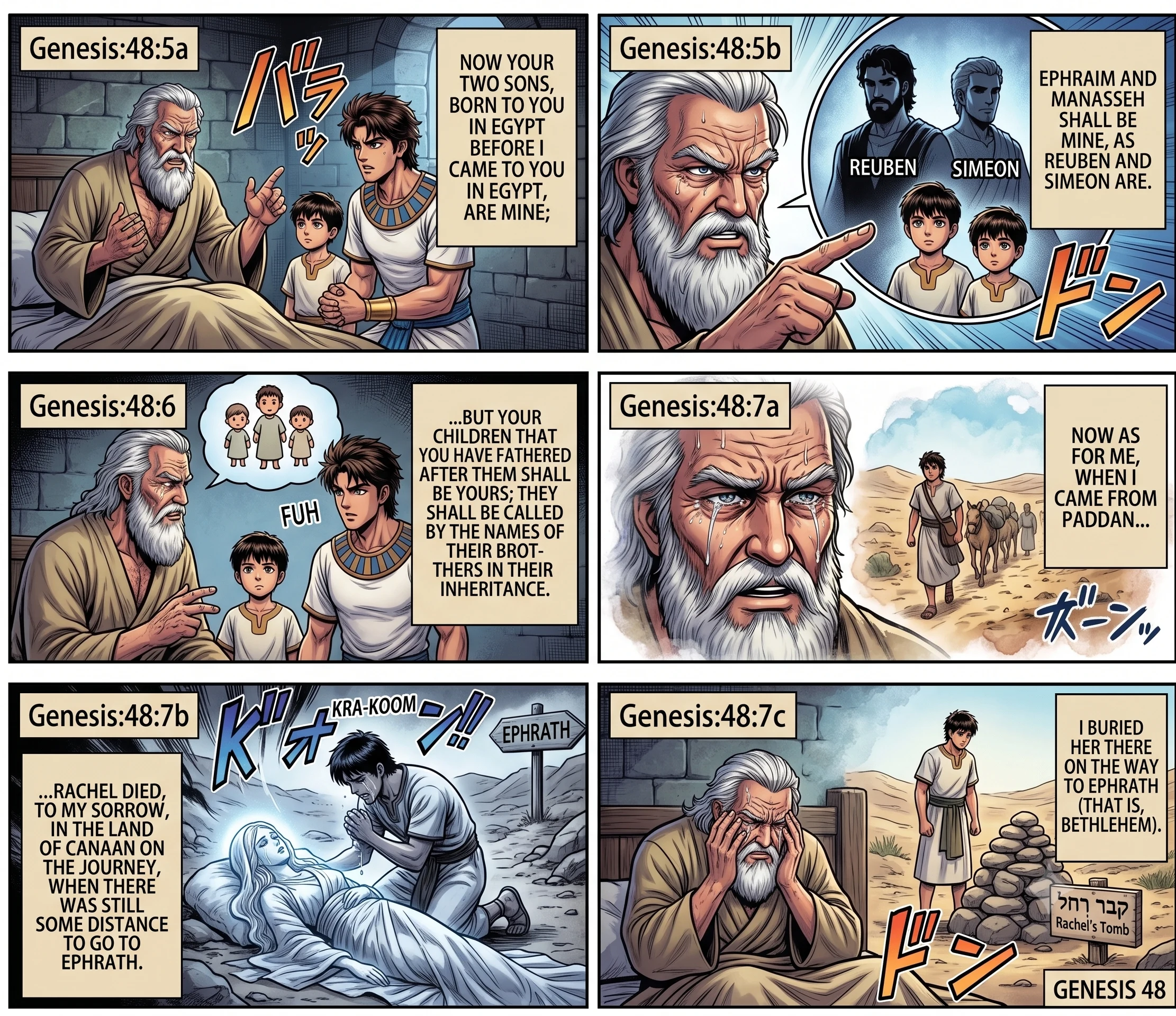 Genesis 48 illustration: Jacob Adopts Ephraim and Manasseh