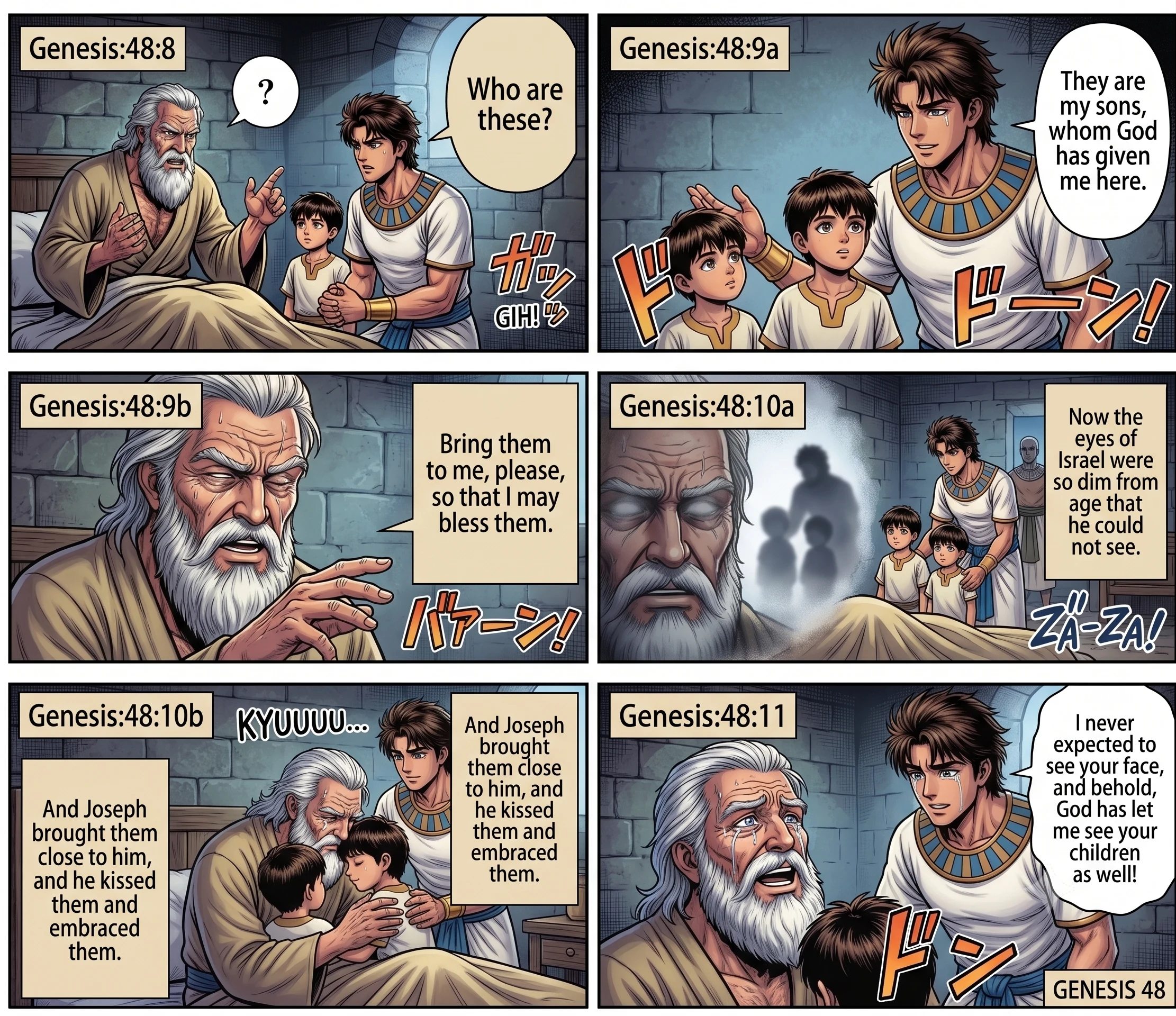 Genesis 48 illustration: Jacob Blesses Joseph's Sons
