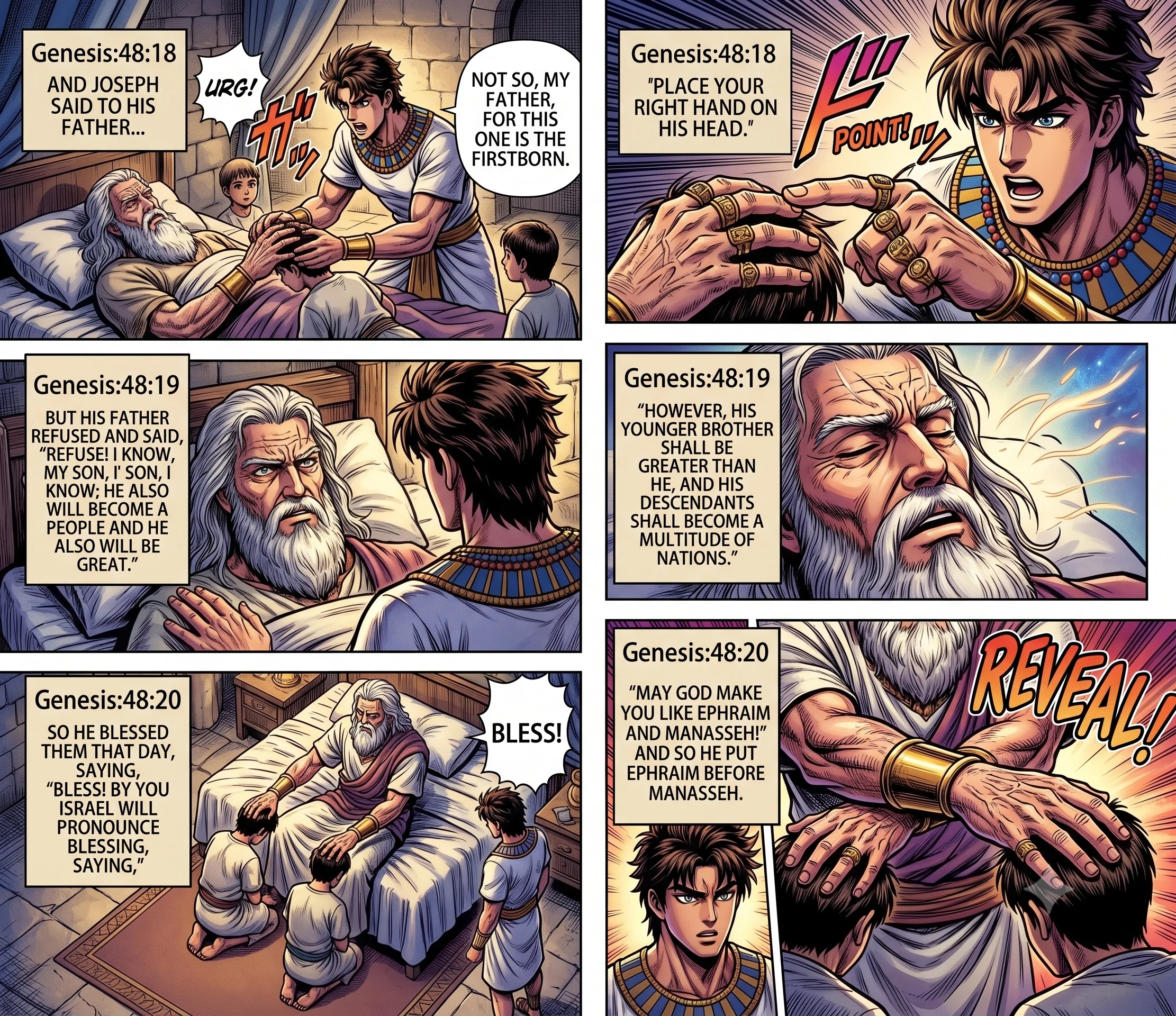 Genesis 48 illustration: Ephraim Set Above Manasseh