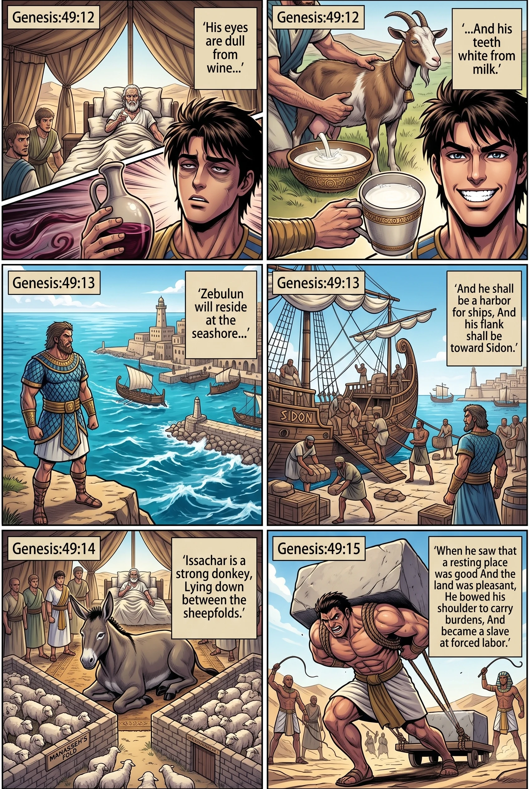 Genesis 49 illustration: Judah's Wine, Zebulun, and Issachar