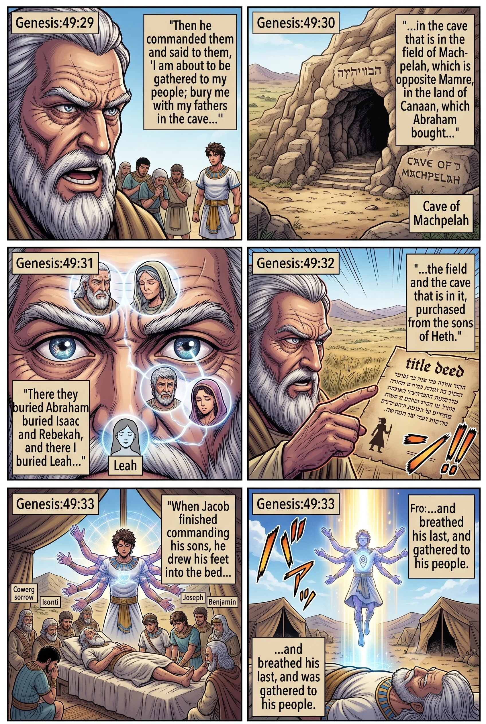 Genesis 49 illustration: Jacob's Burial Instructions and Death