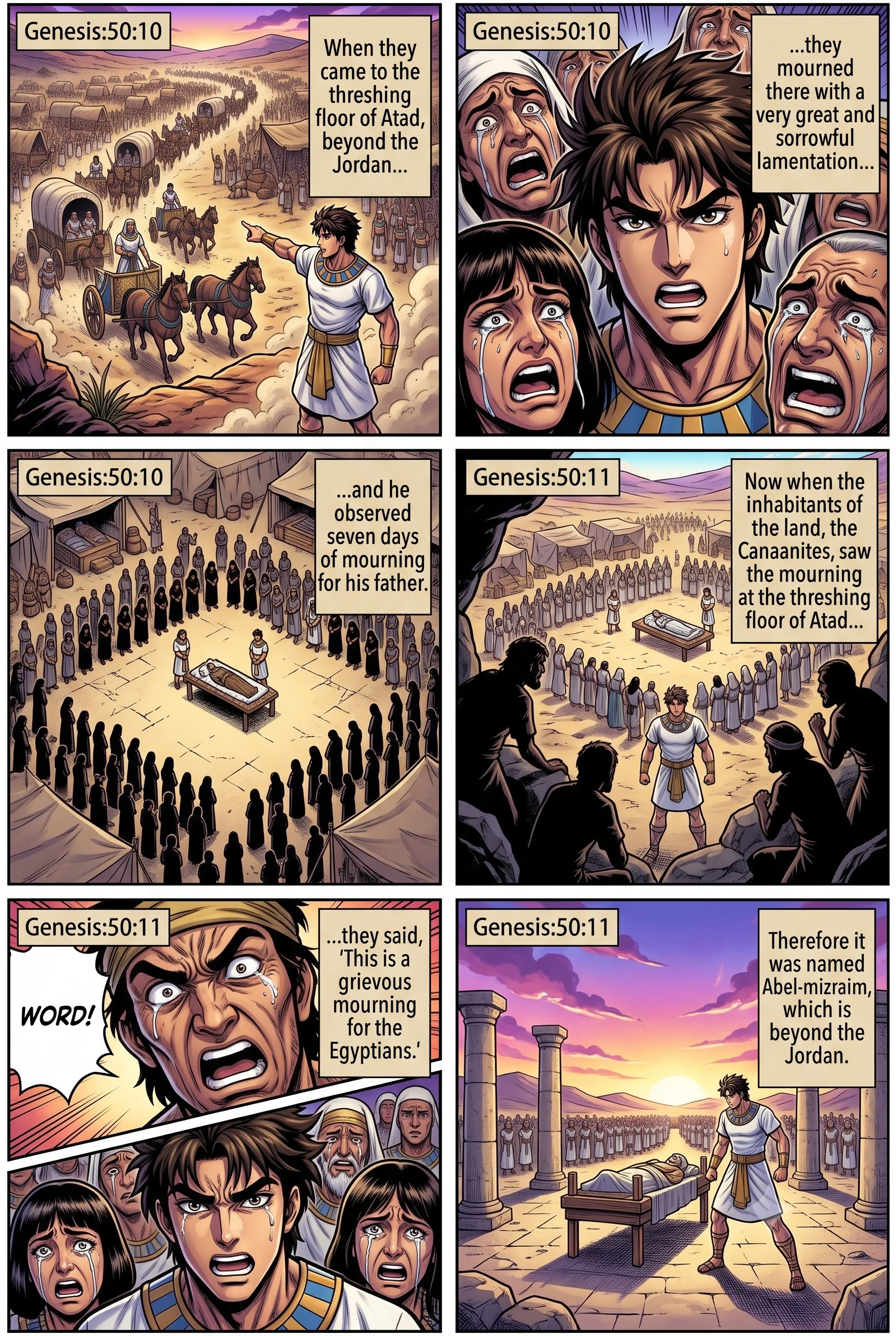 Genesis 50 illustration: Mourning at the Threshing Floor of Atad