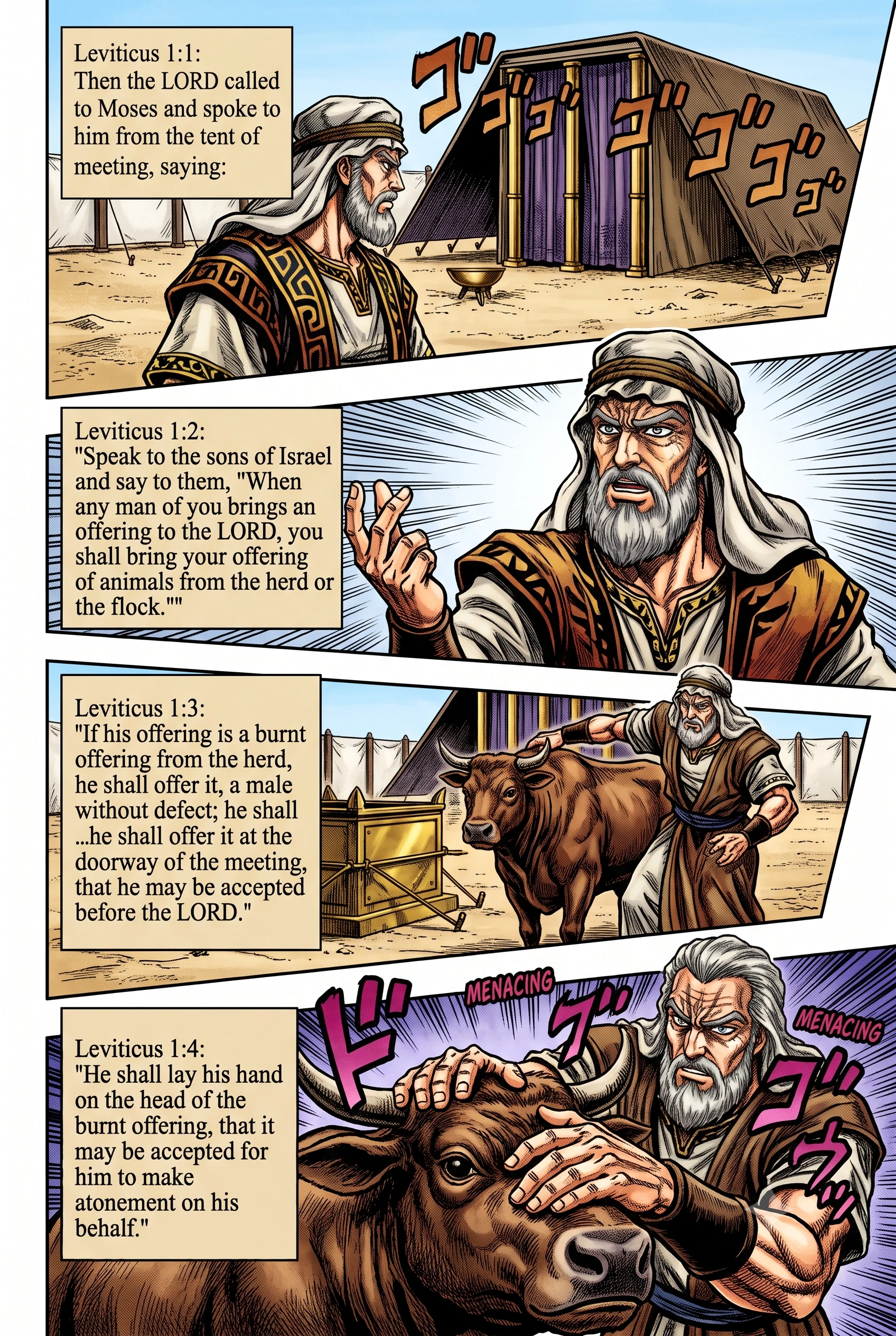 Leviticus 1 illustration: Bringing a Bull for the Burnt Offering