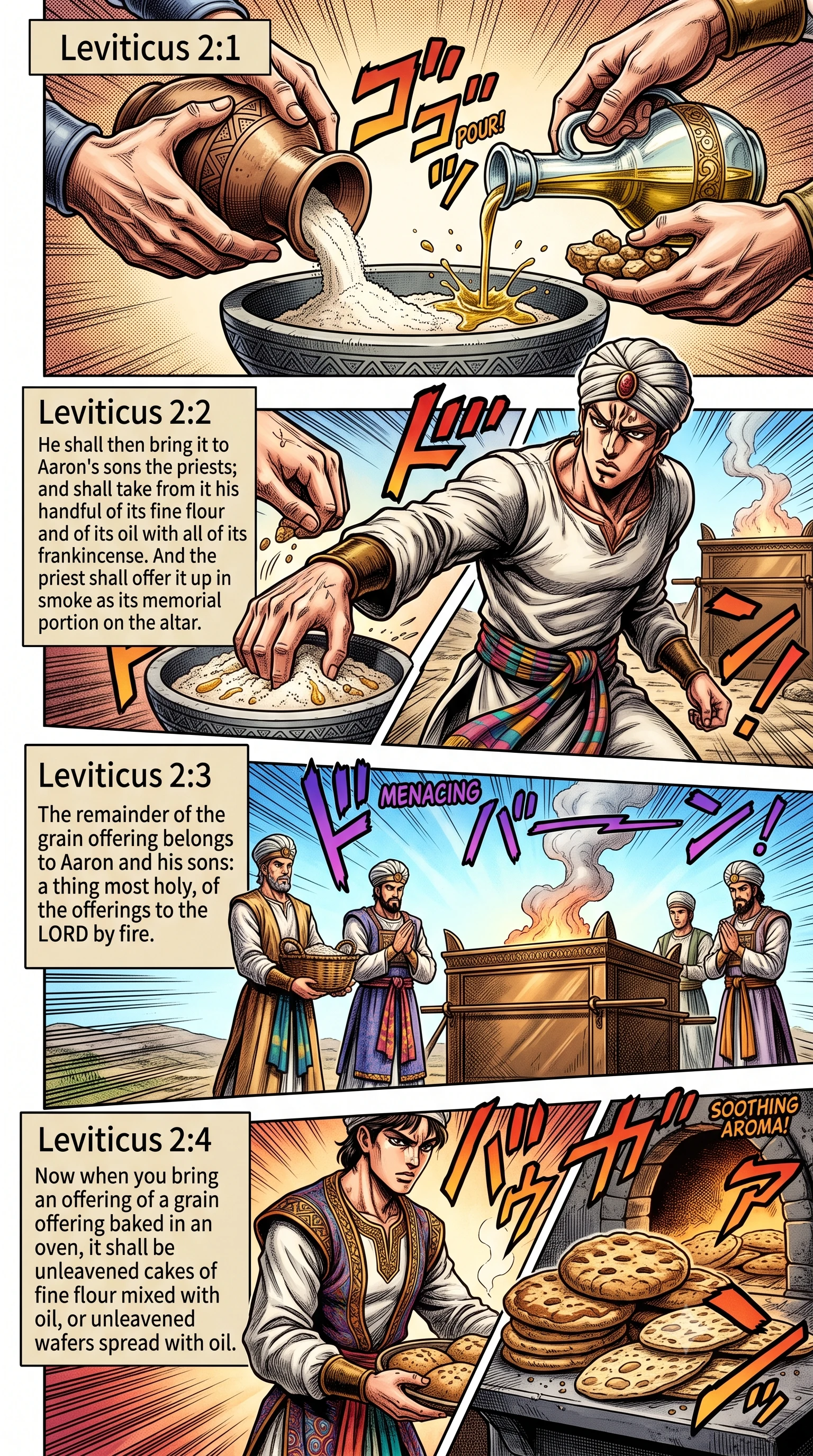 Leviticus 2 illustration: Bringing the Grain Offering of Flour and Oil