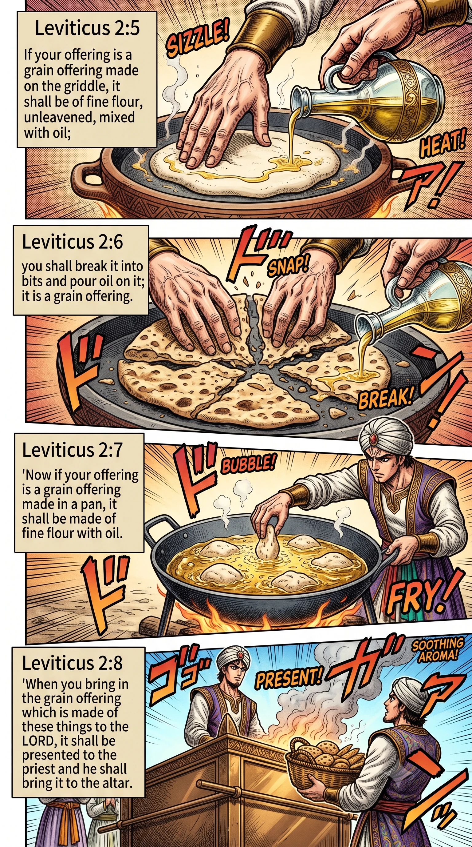 Leviticus 2 illustration: Grain Offerings from Griddle, Oven, or Pan