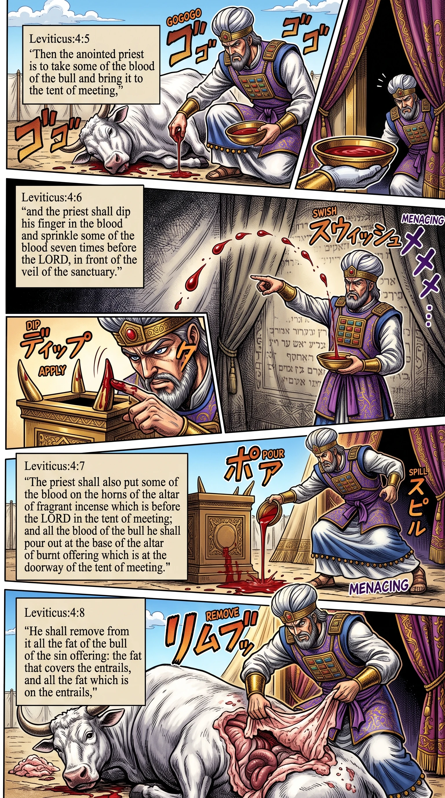 Leviticus 4 illustration: The Priest's Blood Ritual for His Own Sin