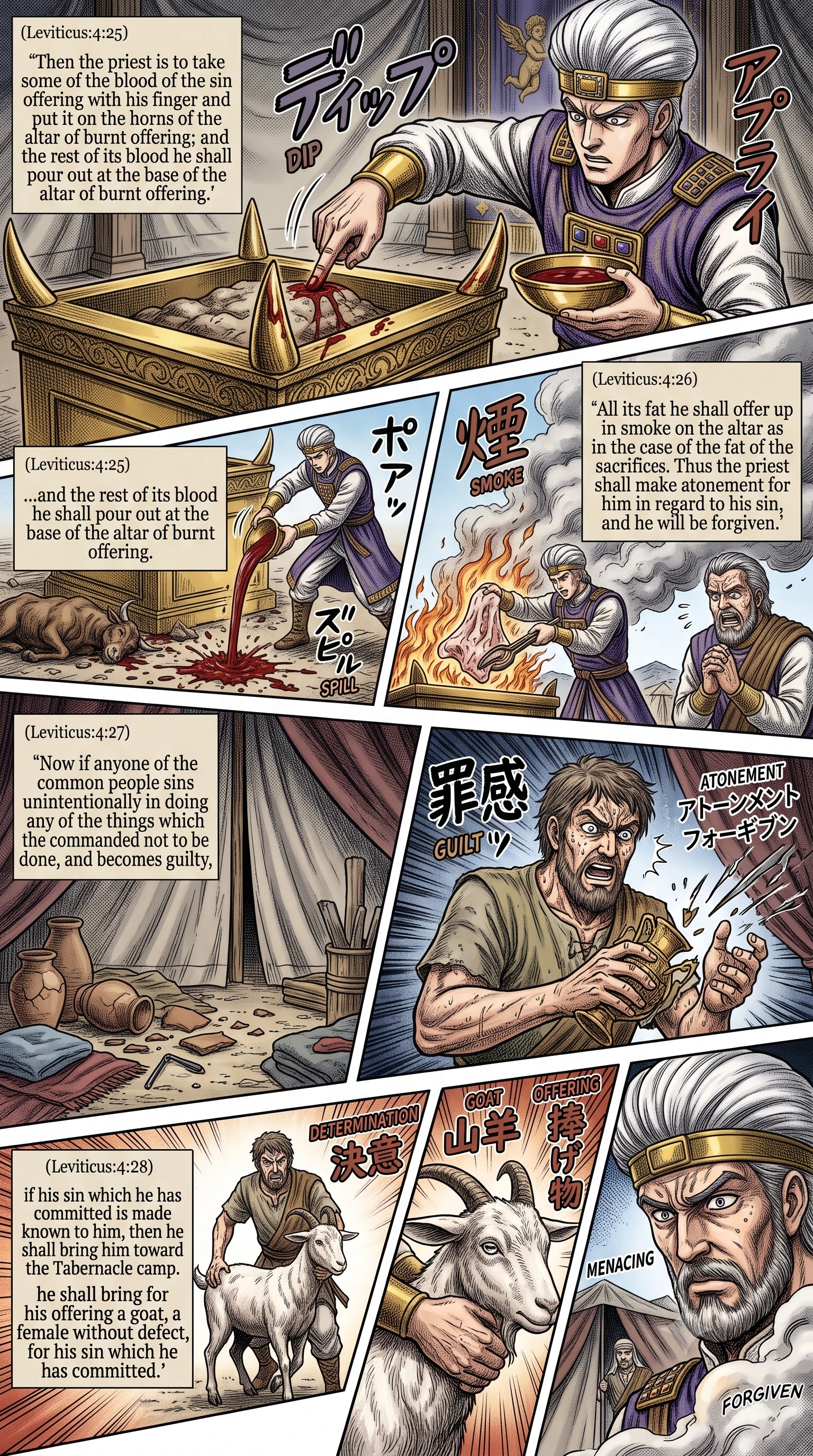 Leviticus 4 illustration: Blood on the Horns; Atonement for the Leader