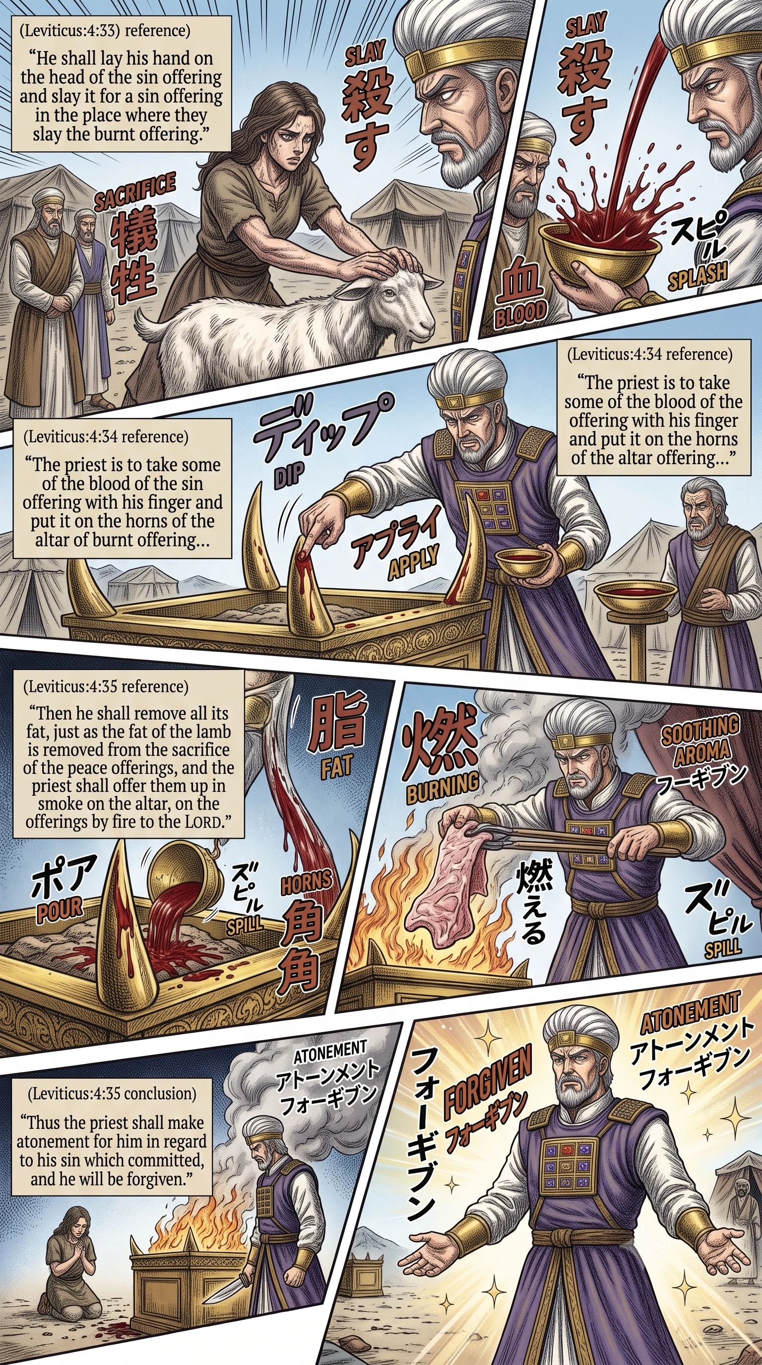 Leviticus 4 illustration: A Lamb for the Sin Offering; Atonement Made