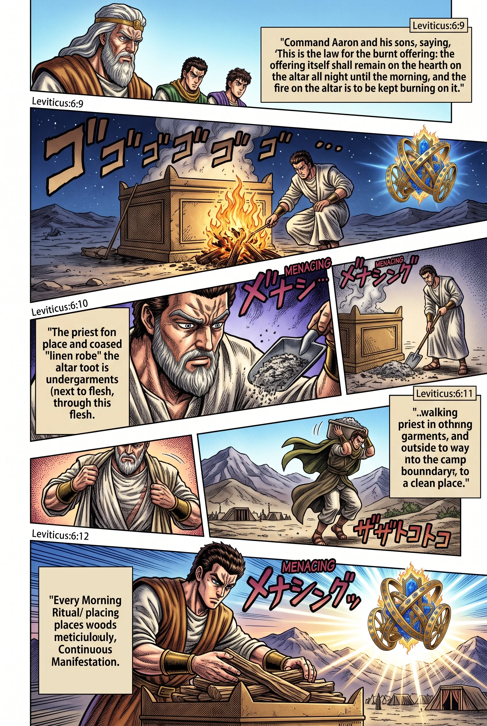 Leviticus 6 illustration: The Perpetual Fire of the Burnt Offering