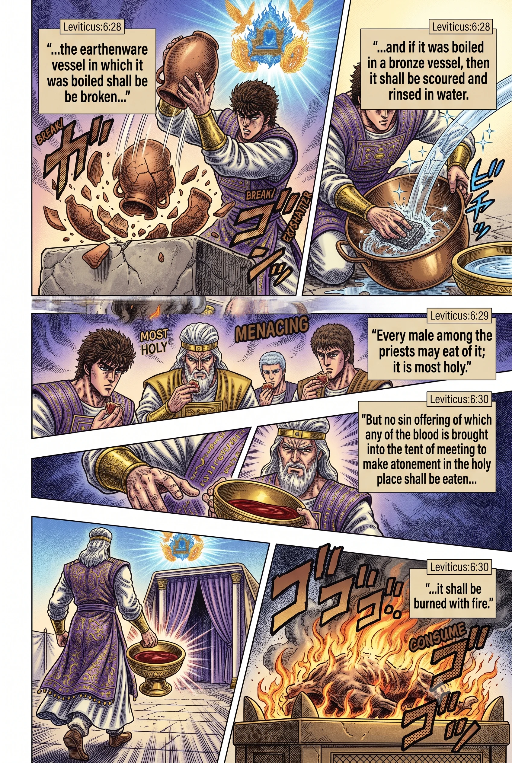 Leviticus 6 illustration: Vessels, Priests, and the Sin Offering's Blood