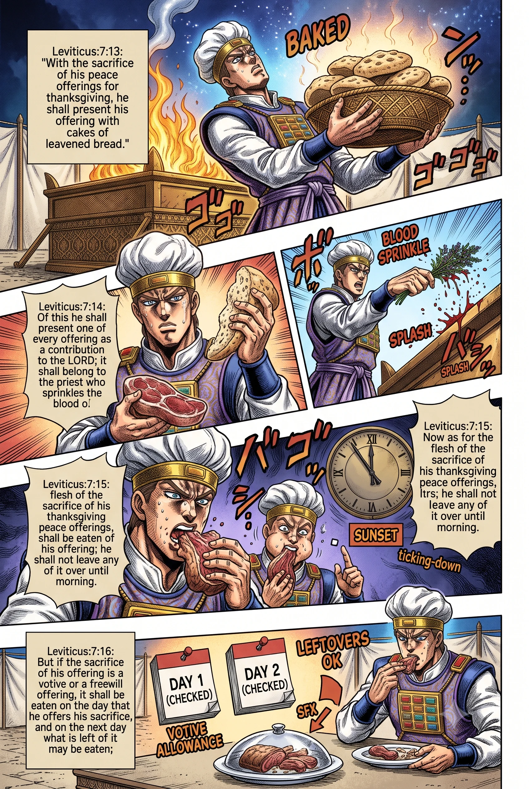 Leviticus 7 illustration: Eating the Peace Offering in Time