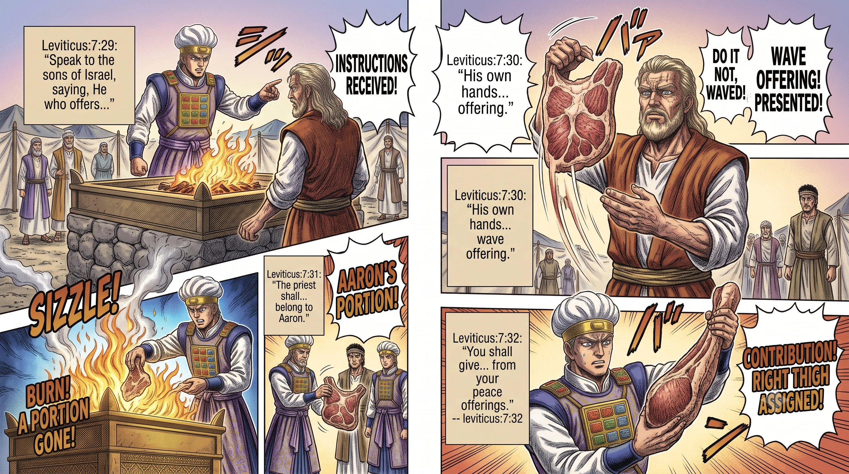 Leviticus 7 illustration: The Wave Offering of the Breast