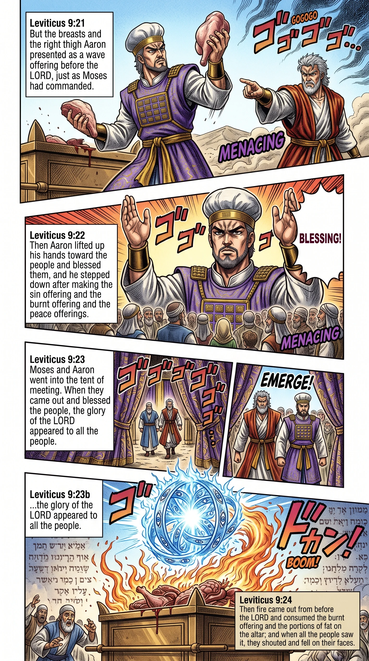 Leviticus 9 illustration: Fire From the Lord Confirms the Priesthood