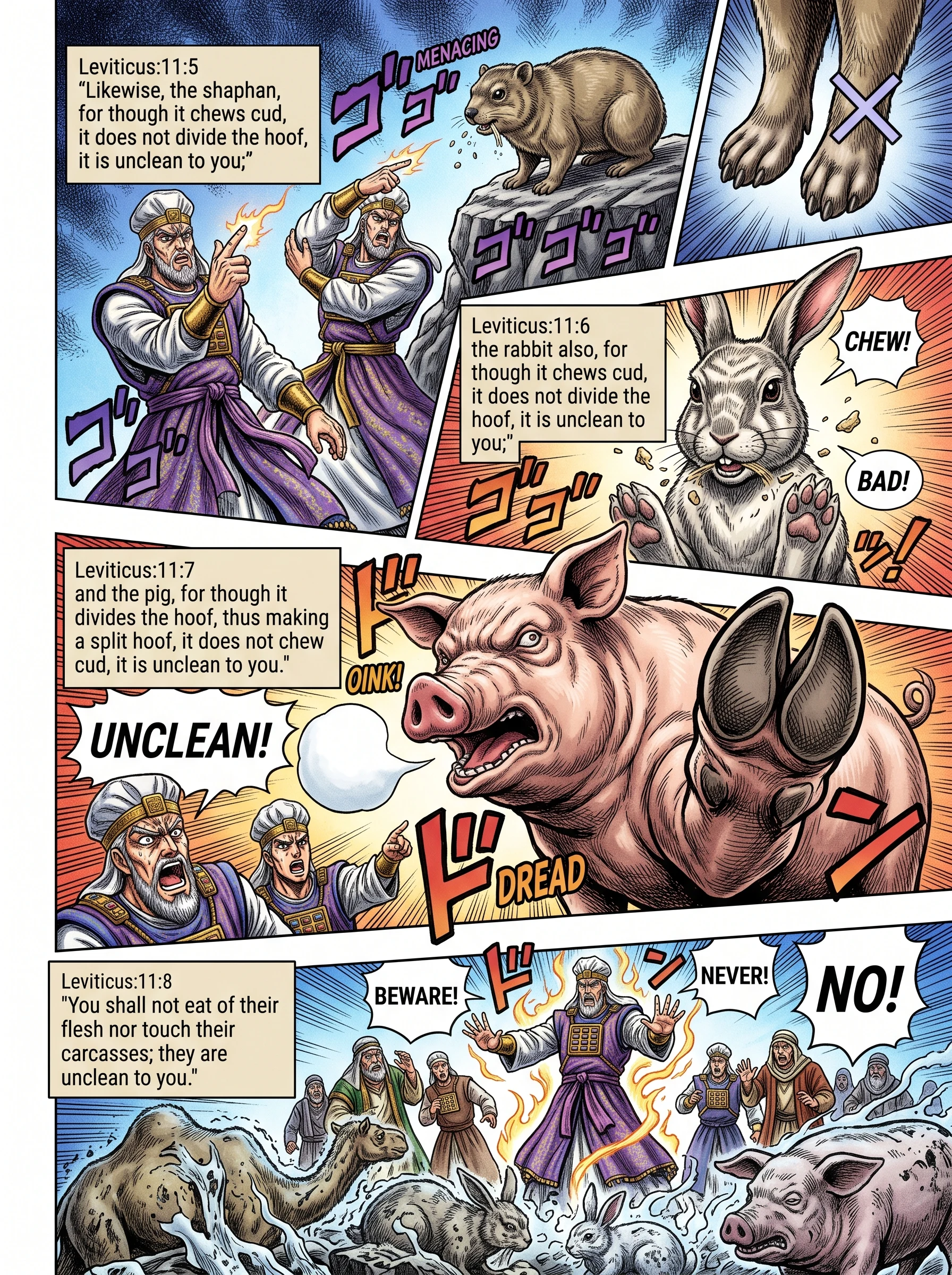 Leviticus 11 illustration: The Rabbit, Shaphan, and Pig Declared Unclean