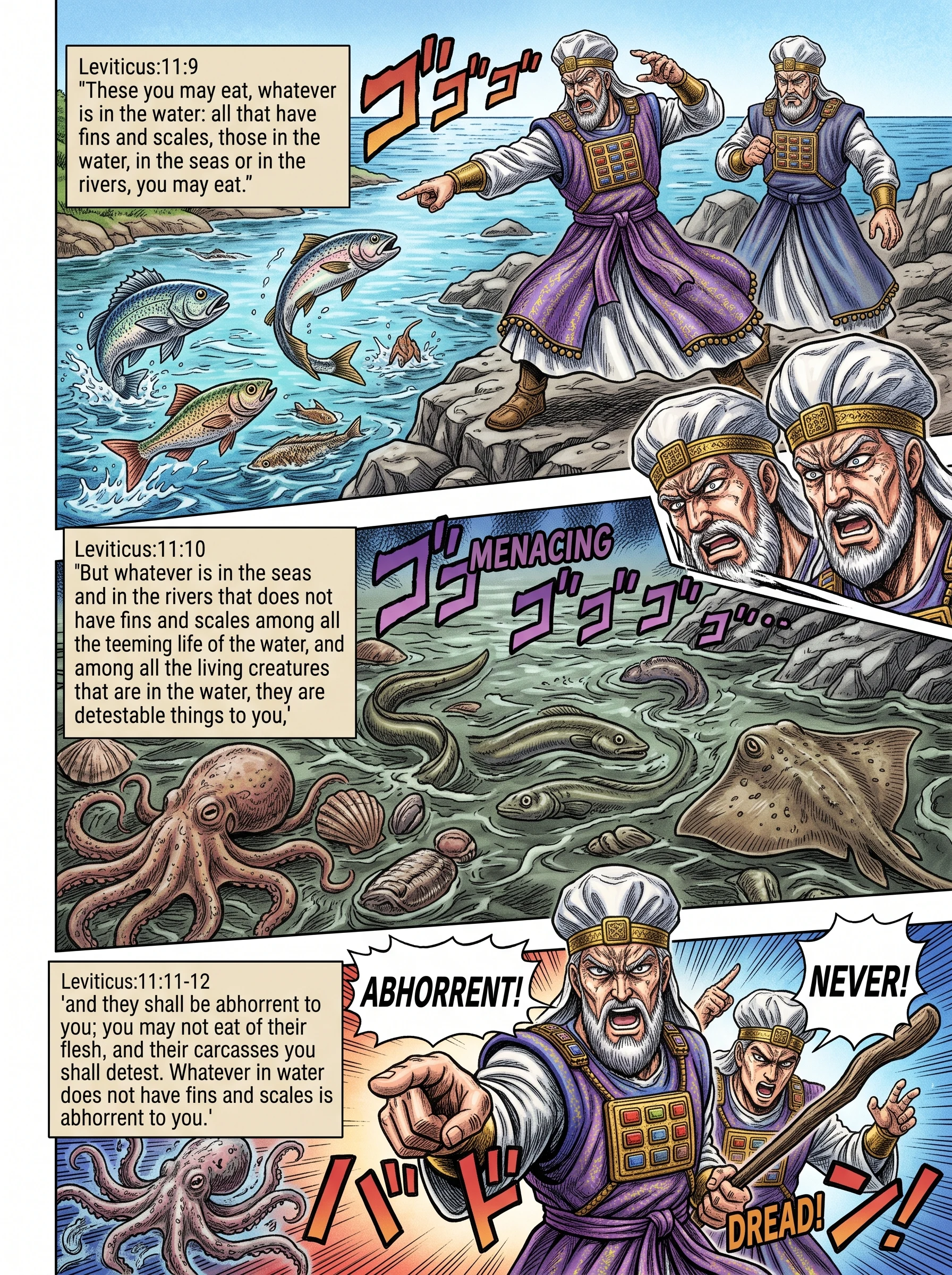 Leviticus 11 illustration: Clean and Unclean Creatures of the Water