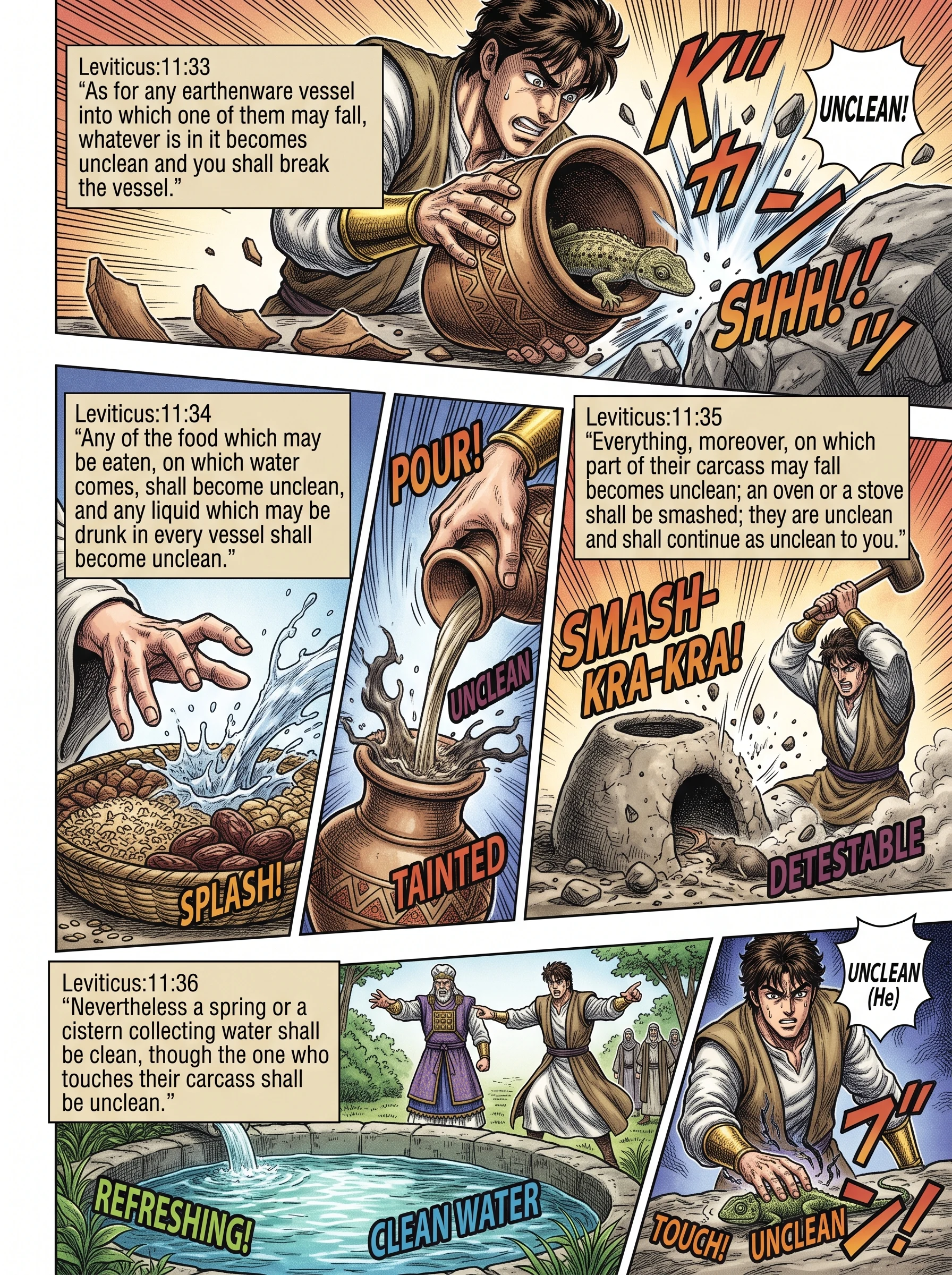 Leviticus 11 illustration: Unclean Vessels, Food, and Broken Ovens