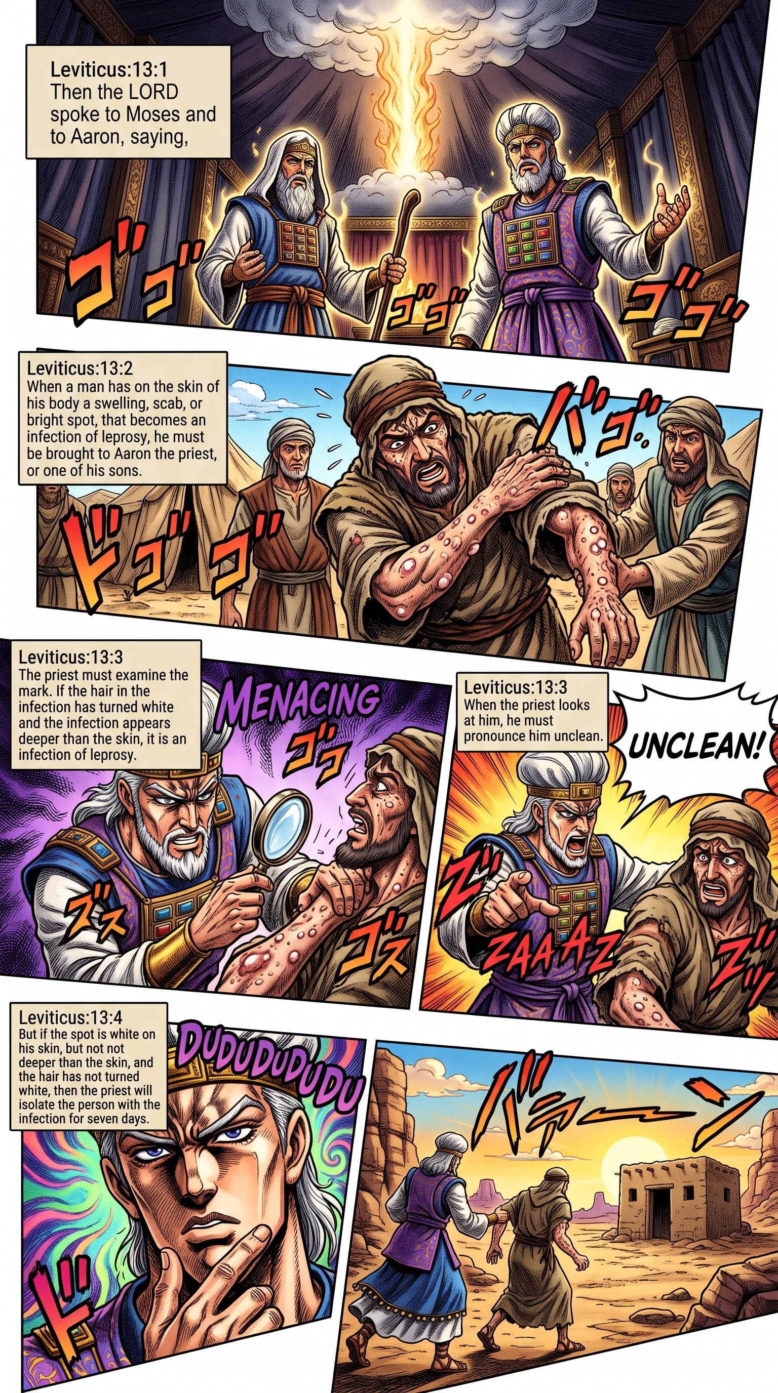 Leviticus 13 illustration: A Skin Infection Examined by the Priest
