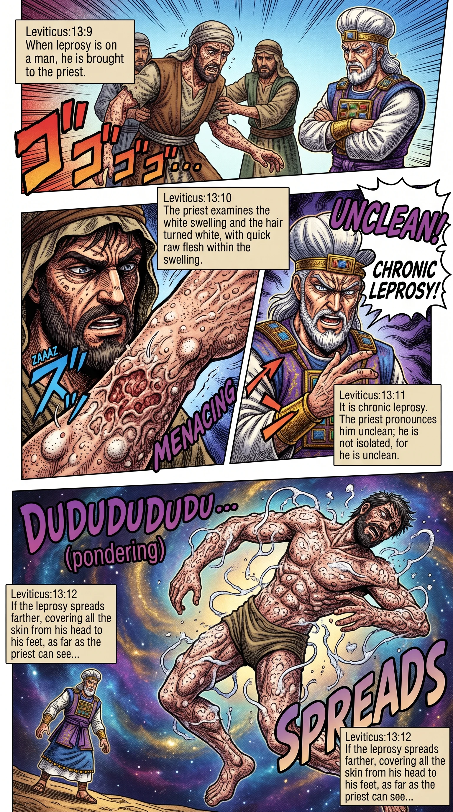 Leviticus 13 illustration: A Chronic Leprosy Pronounced Unclean