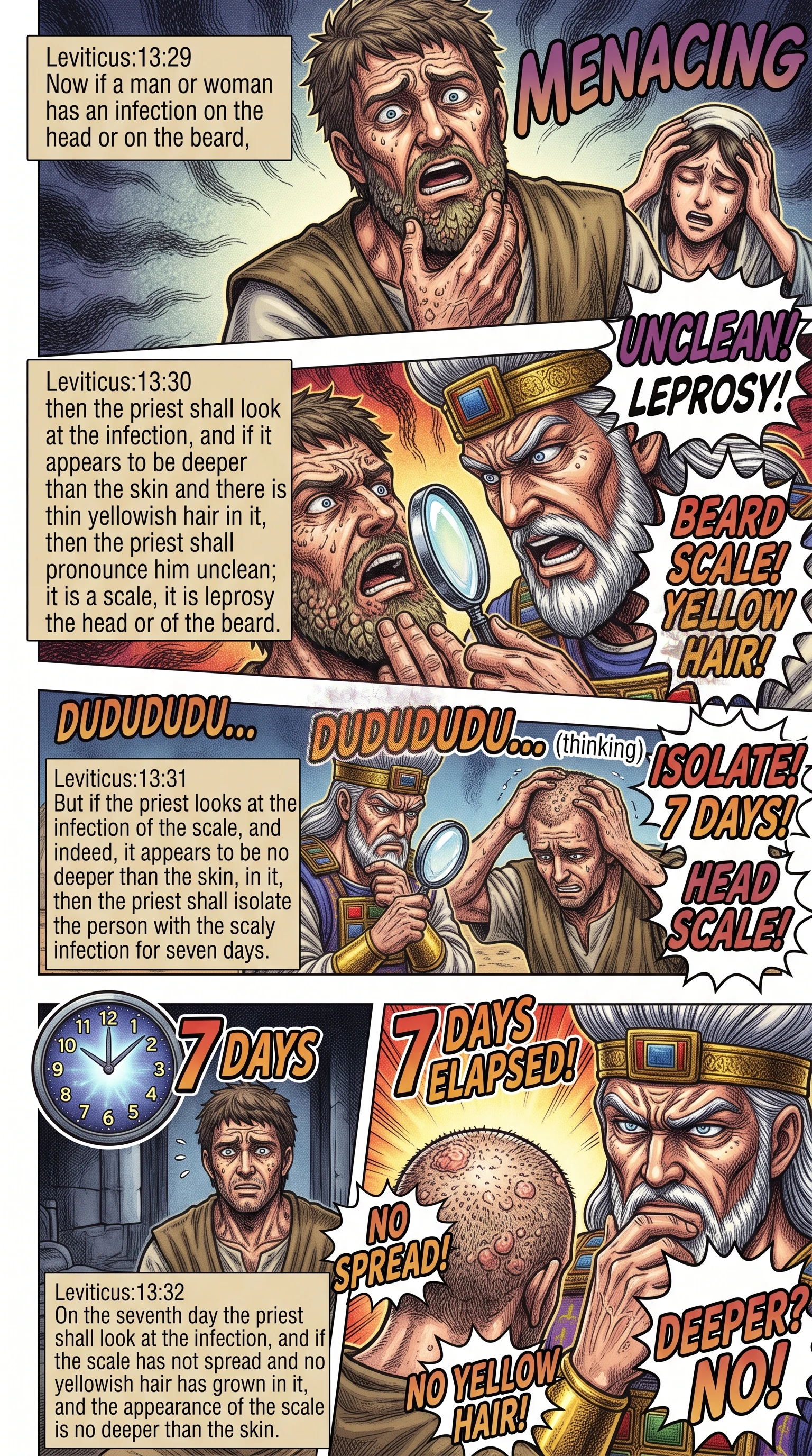 Leviticus 13 illustration: An Infection of the Head or Beard