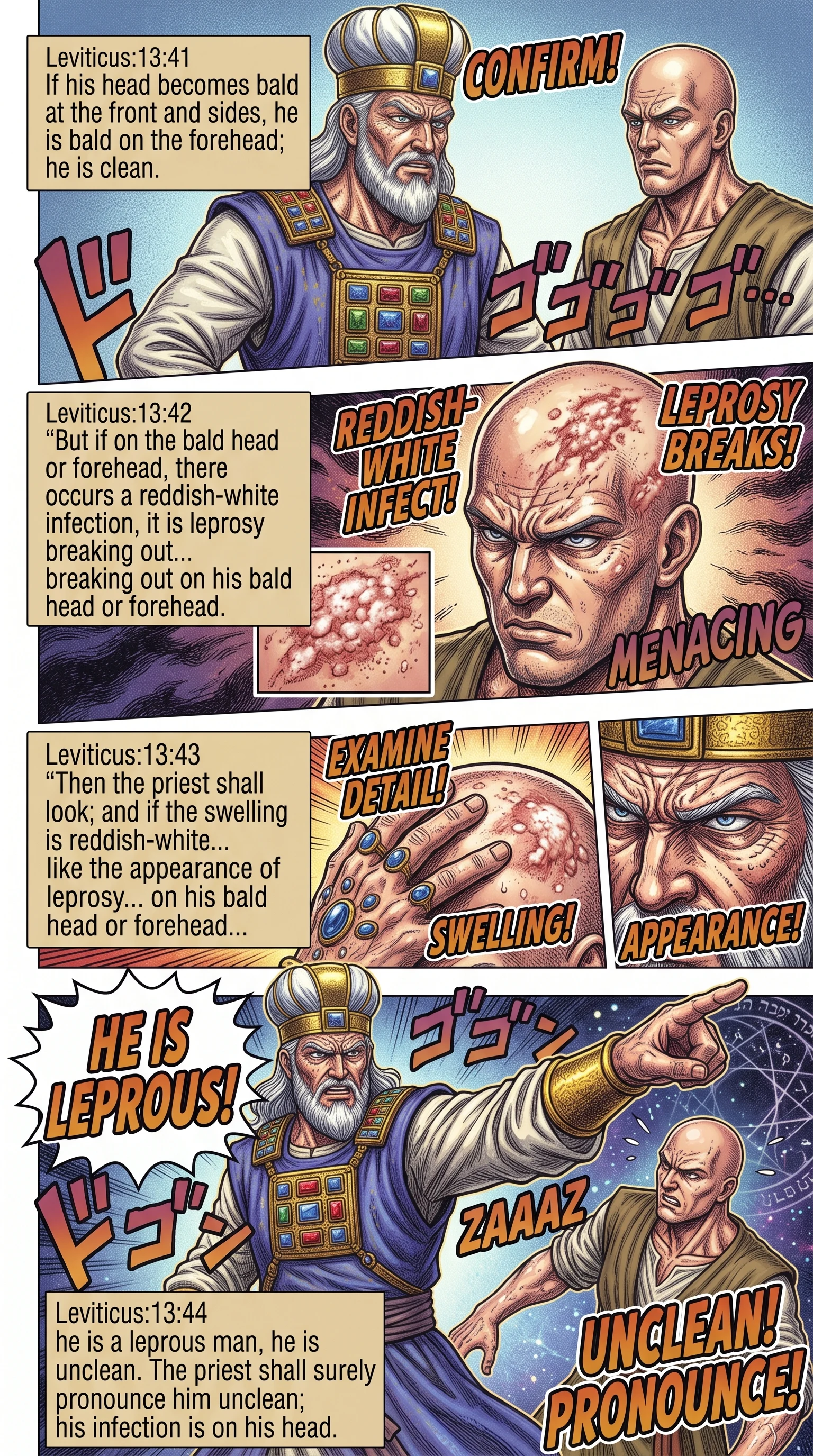 Leviticus 13 illustration: Leprosy on a Bald Head or Forehead