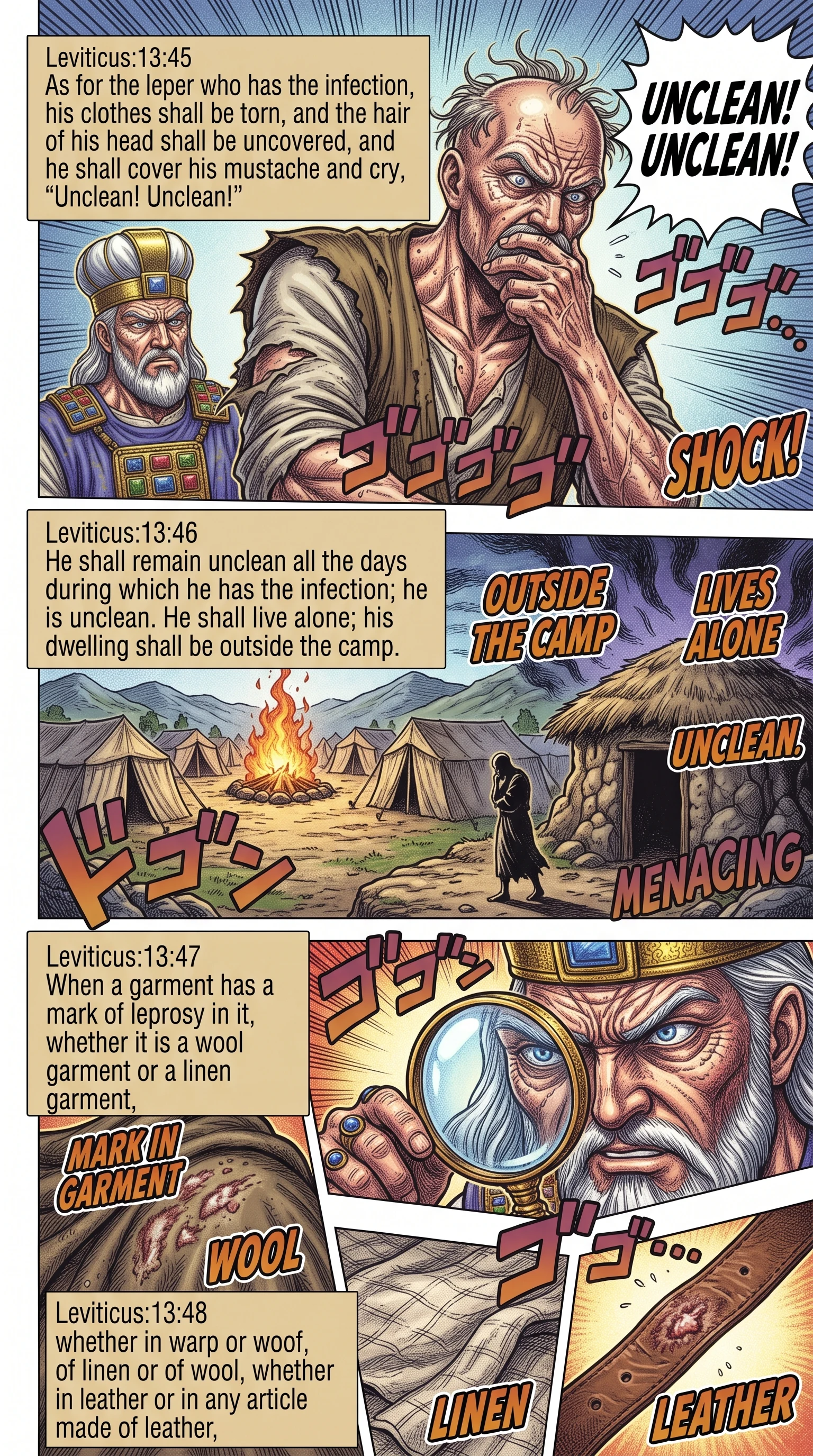 Leviticus 13 illustration: The Leper's Torn Clothes and Lonely Camp