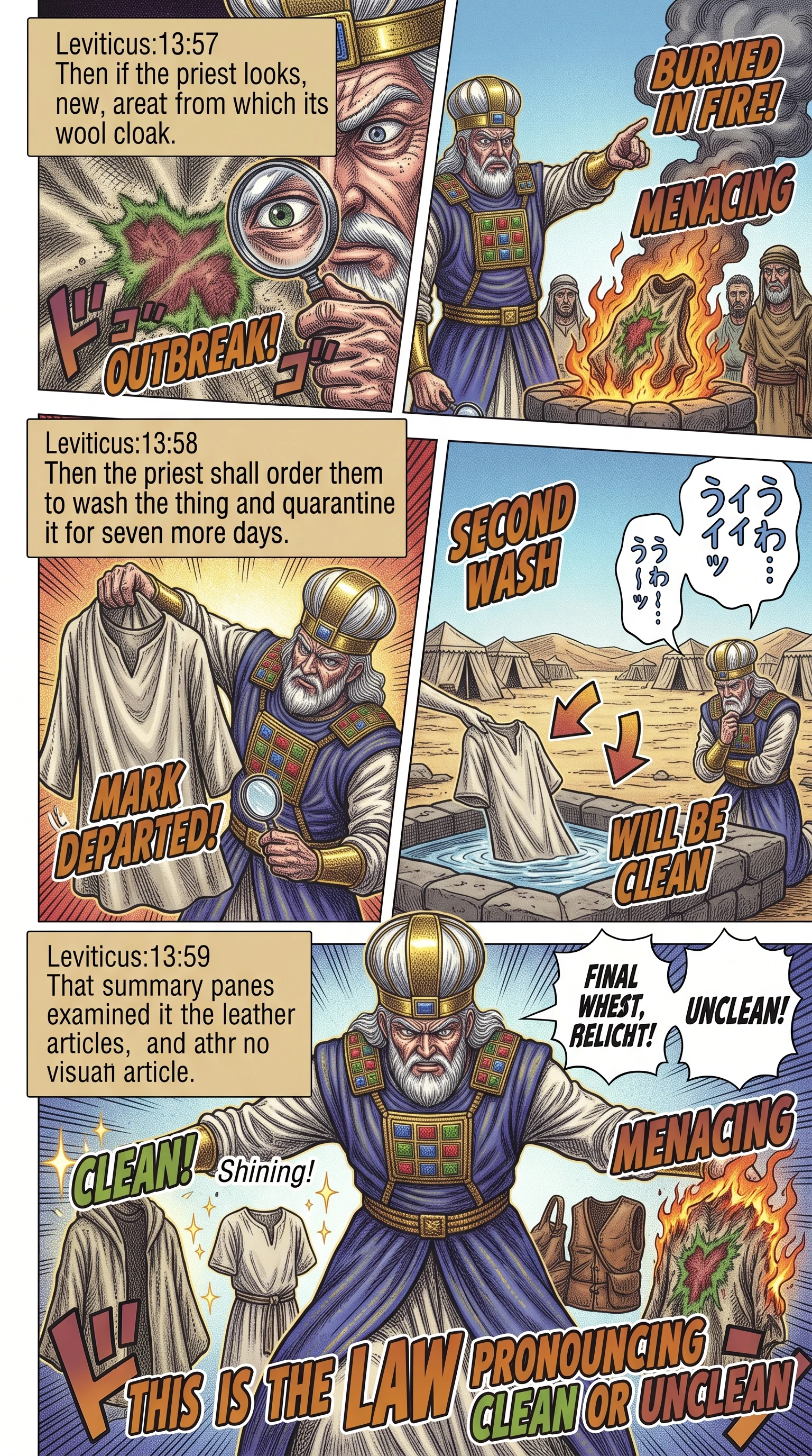 Leviticus 13 illustration: The Law for Marks in Wool, Linen, or Leather