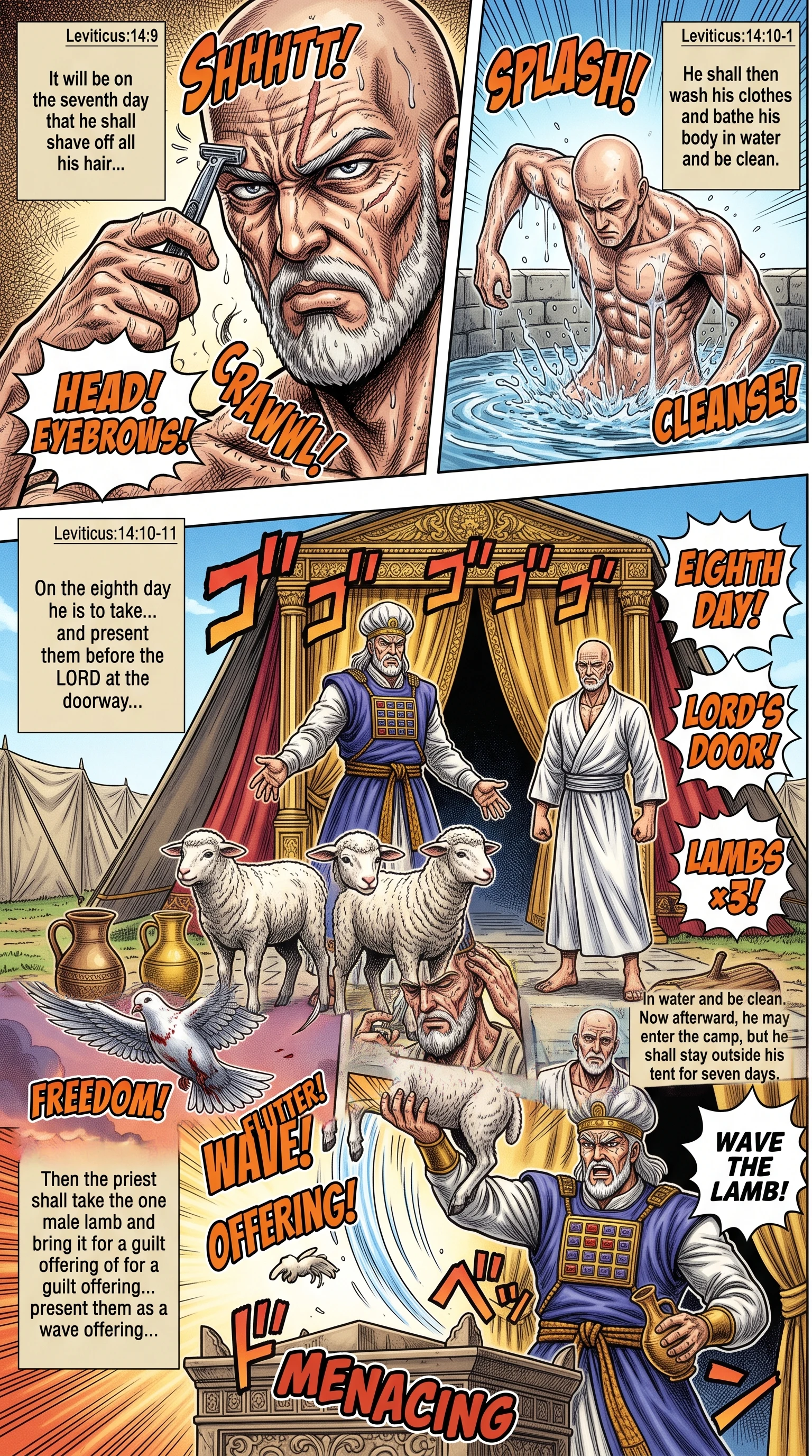 Leviticus 14 illustration: Shaving, Bathing, and the Guilt Offering