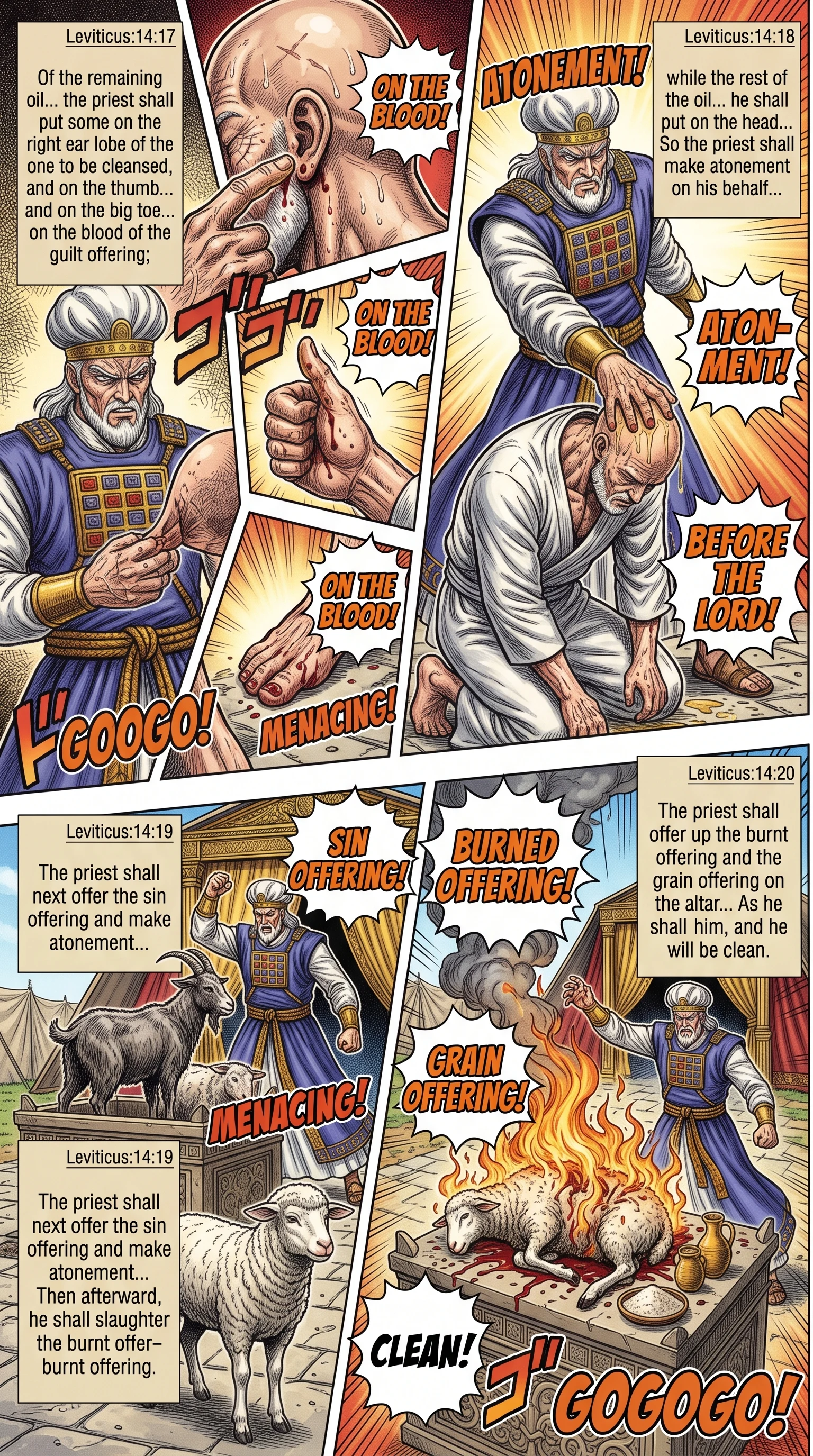 Leviticus 14 illustration: Atonement Completed with Oil and Offerings