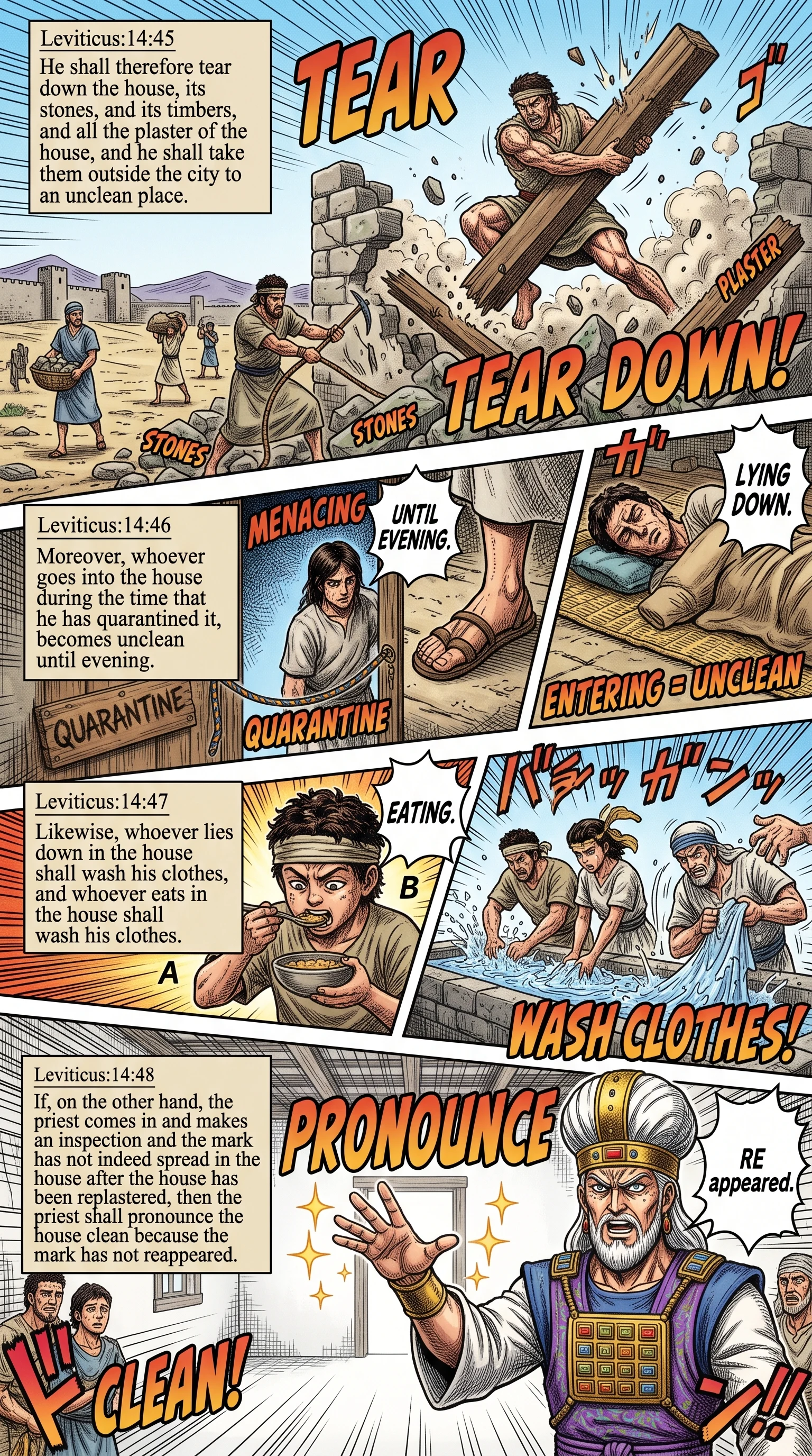 Leviticus 14 illustration: Tearing Down the House, or Pronouncing It Clean