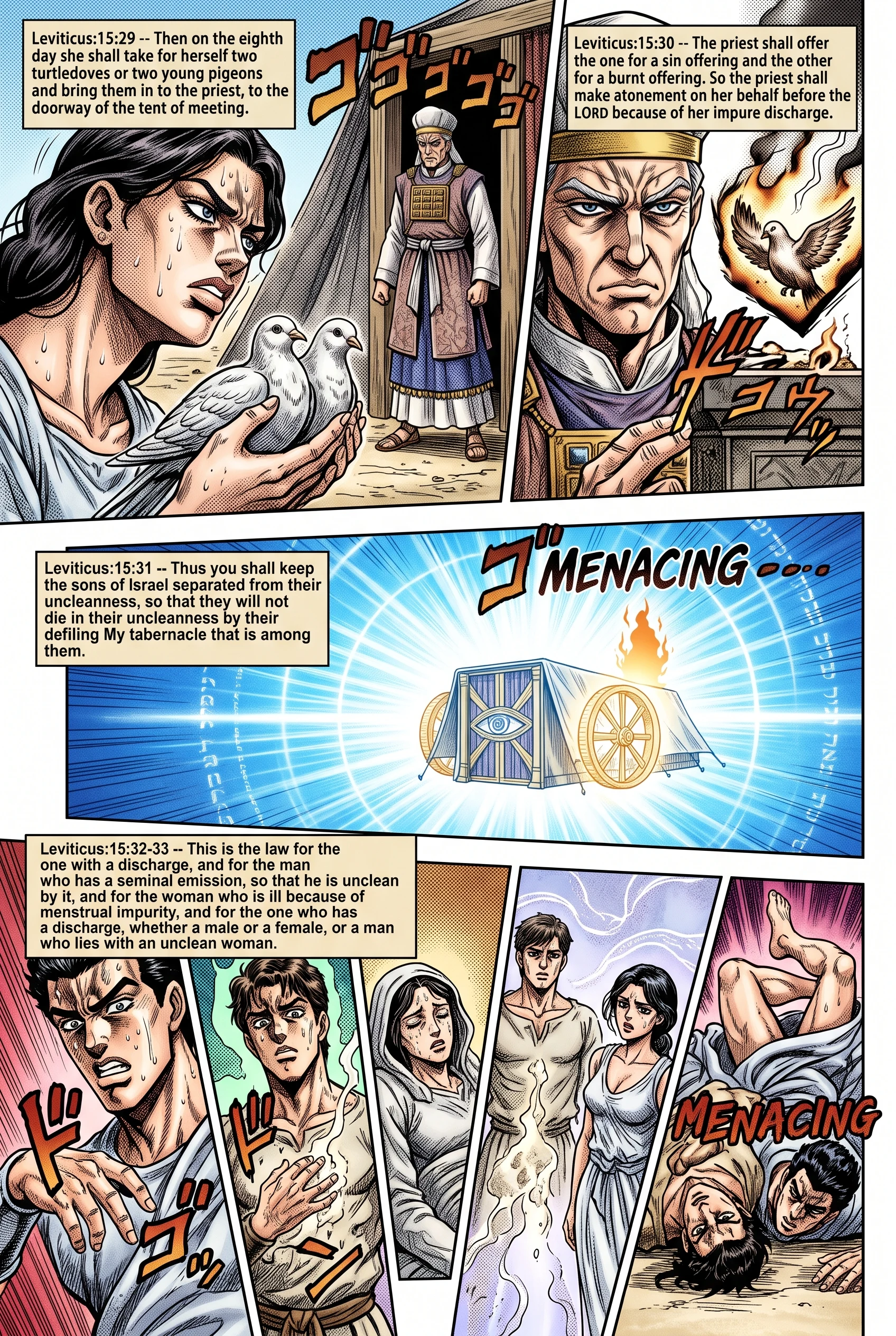 Leviticus 15 illustration: Offerings for Cleansing; Keeping the Camp Pure