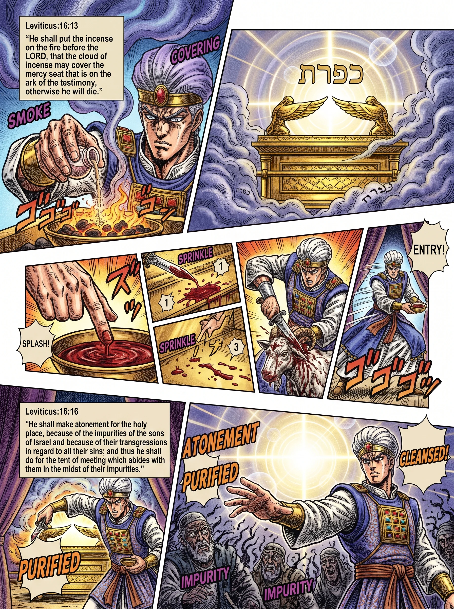 Leviticus 16 illustration: Incense Cloud and Blood on the Mercy Seat