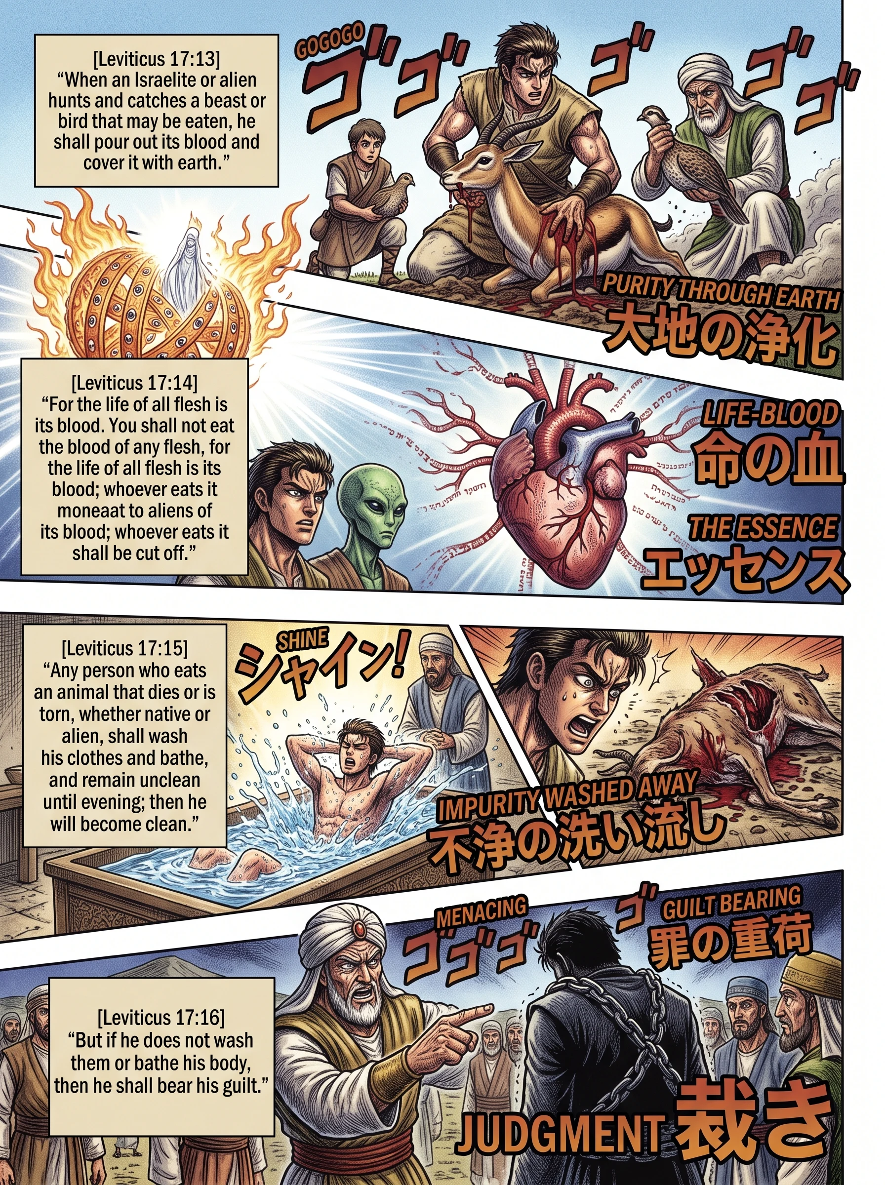 Leviticus 17 illustration: Blood of the Hunt; Washing After Uncleanness