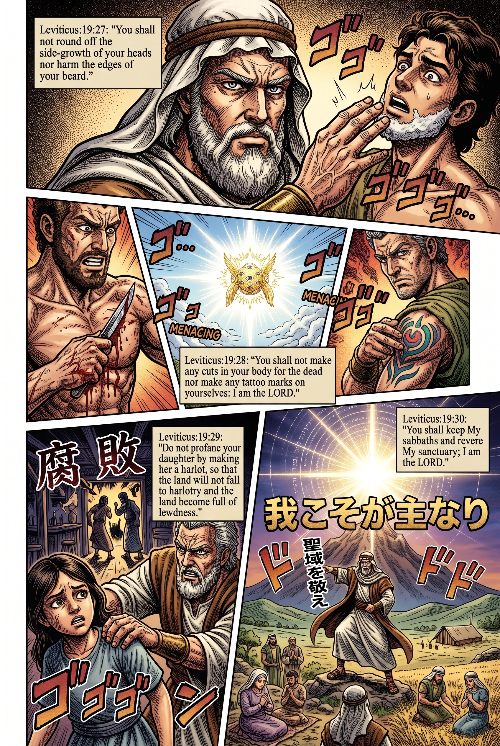 Leviticus 19 illustration: No Cutting the Body; Keep the Sabbath and Sanctuary