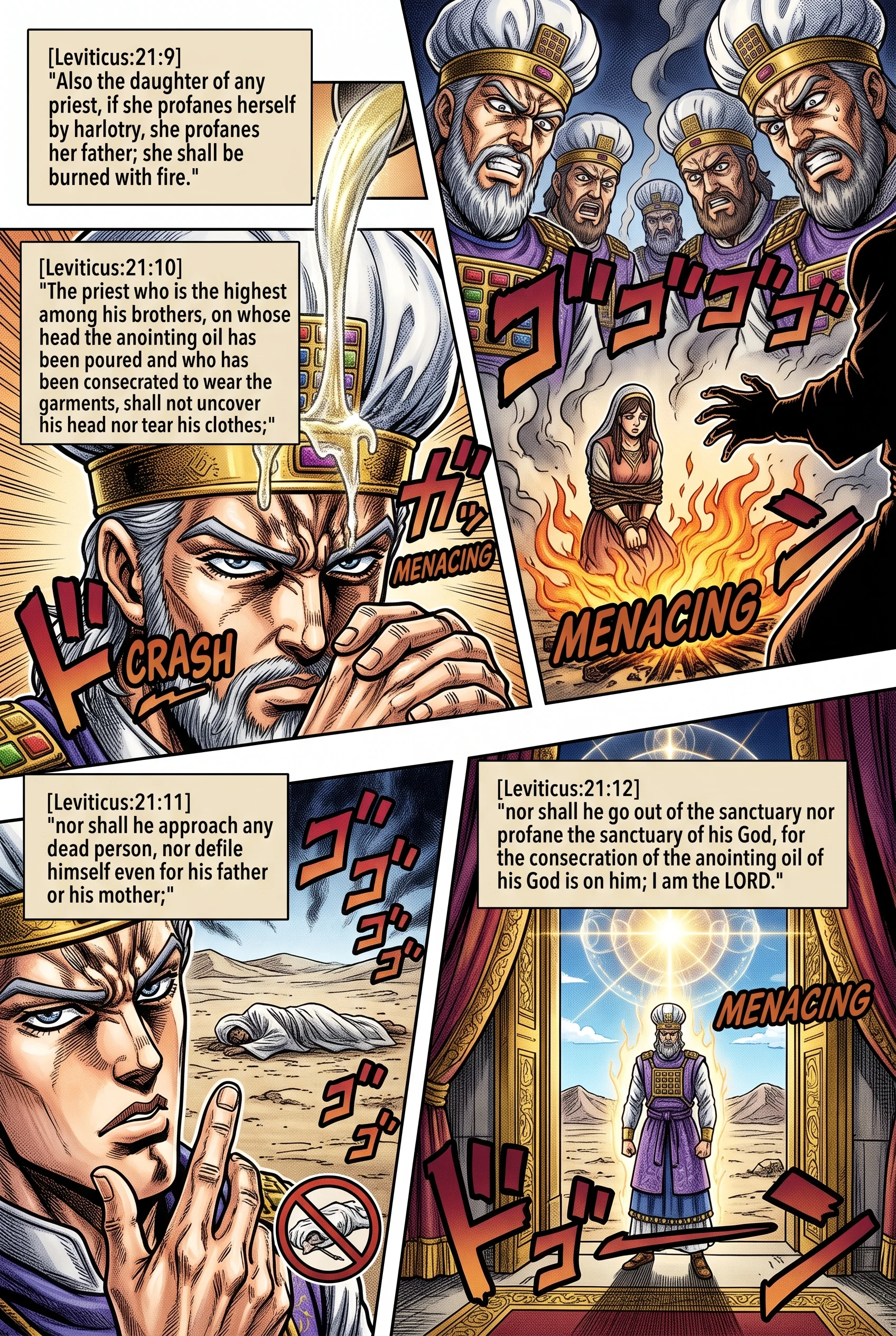 Leviticus 21 illustration: A Priest's Daughter's Sin; Rules for the High Priest