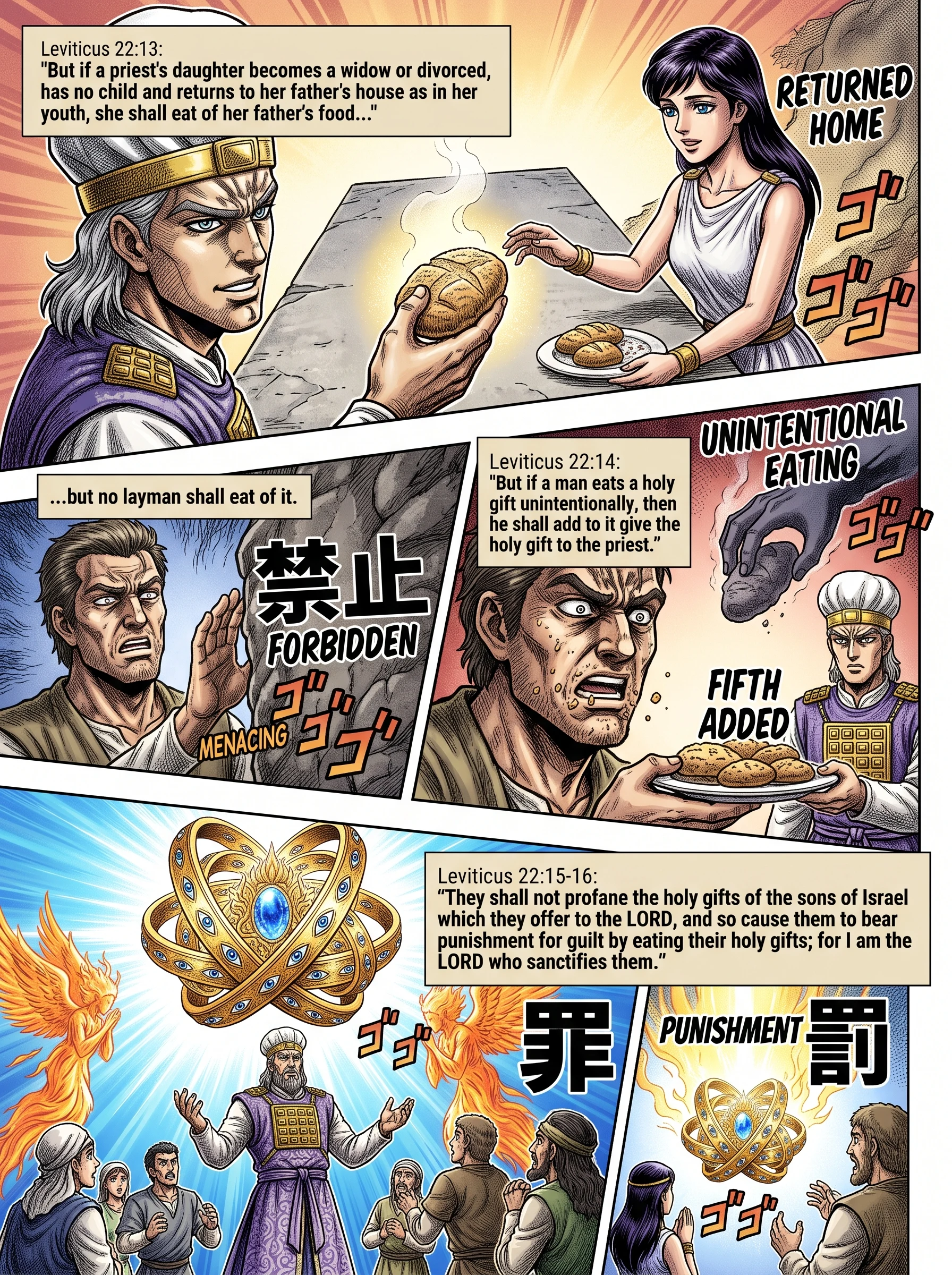 Leviticus 22 illustration: A Widowed Daughter's Right; Restitution for Unintentional Eating