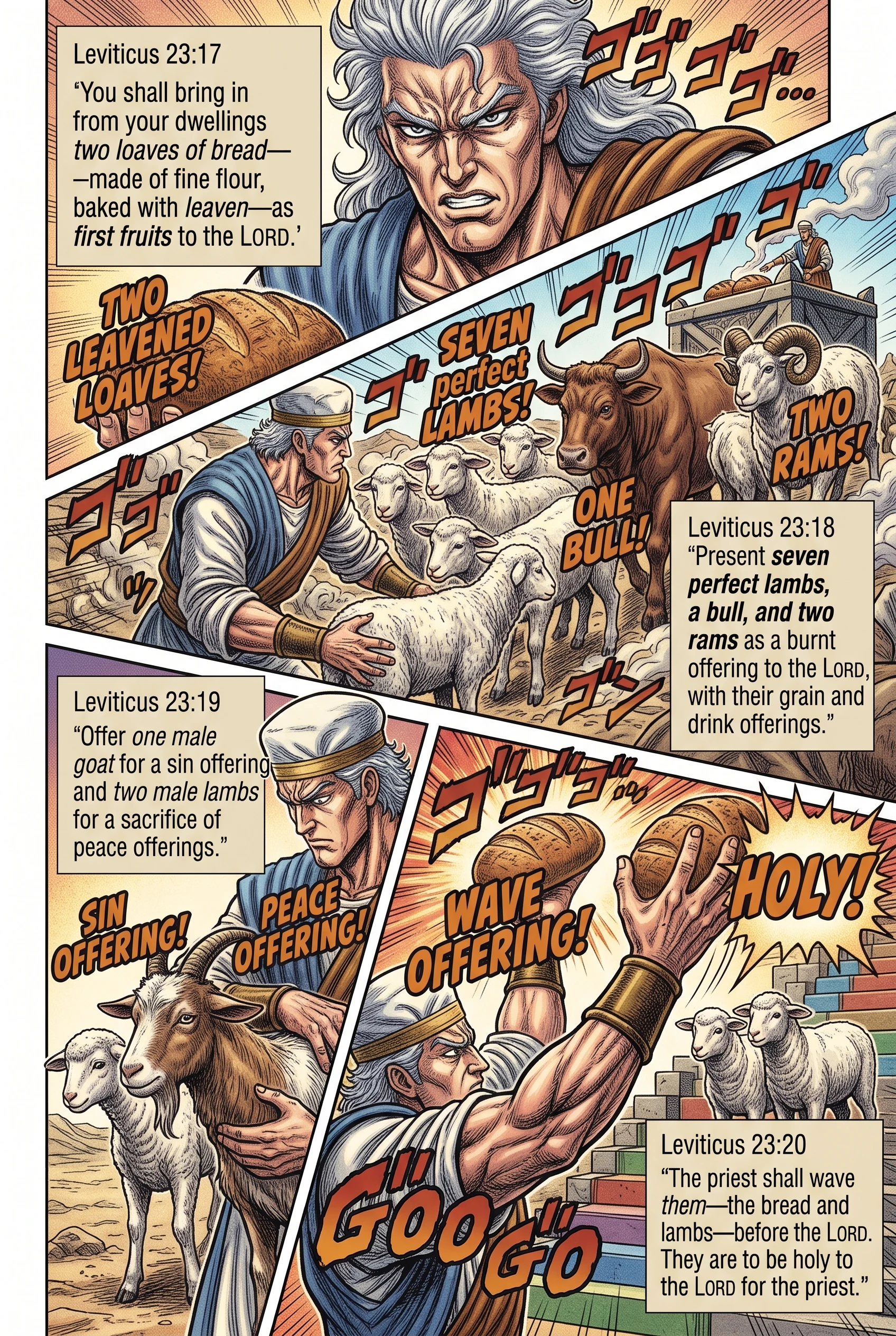 Leviticus 23 illustration: The Feast of Weeks: Loaves, Lambs, and Offerings